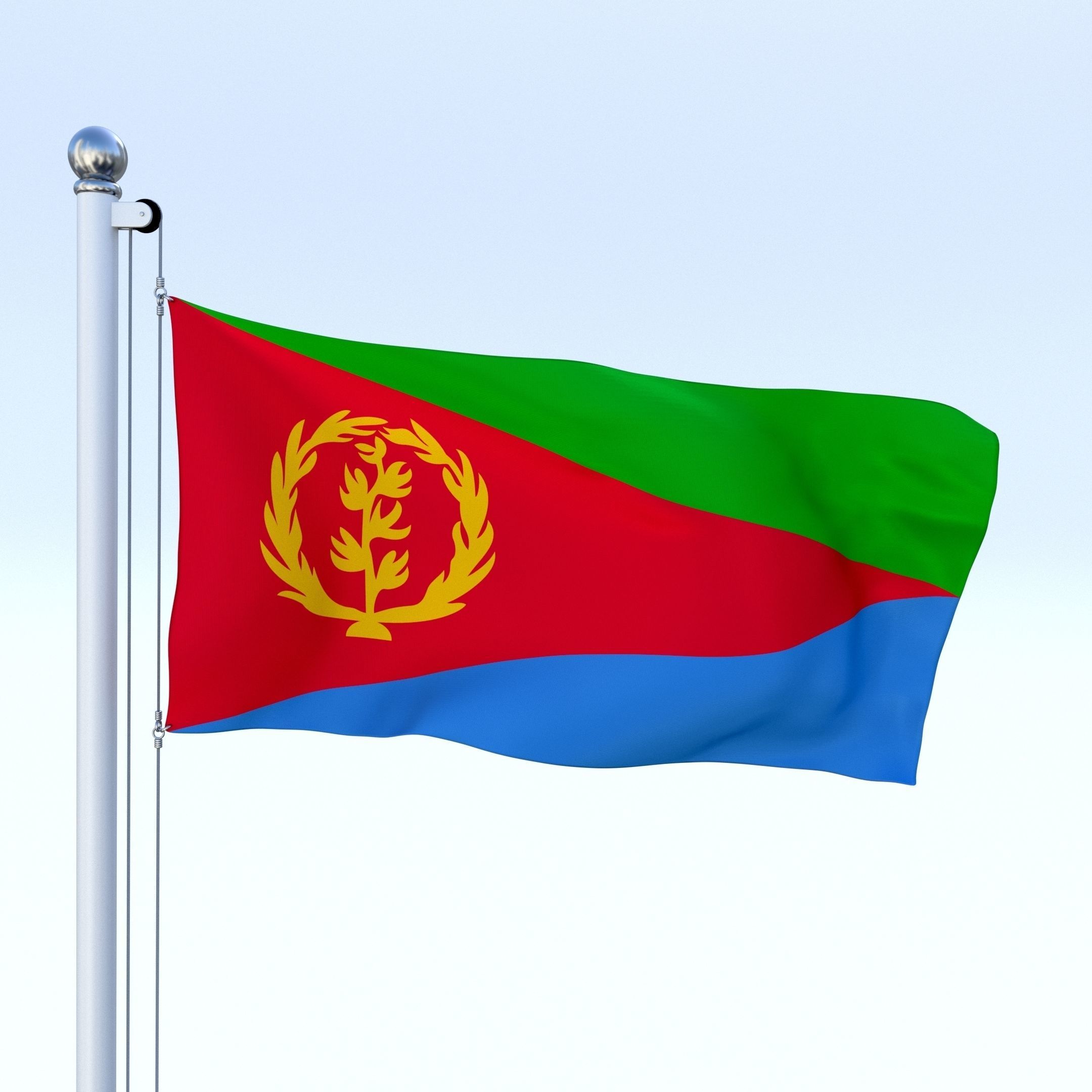 Animated Eritrea Flag Low-poly 3D model_5