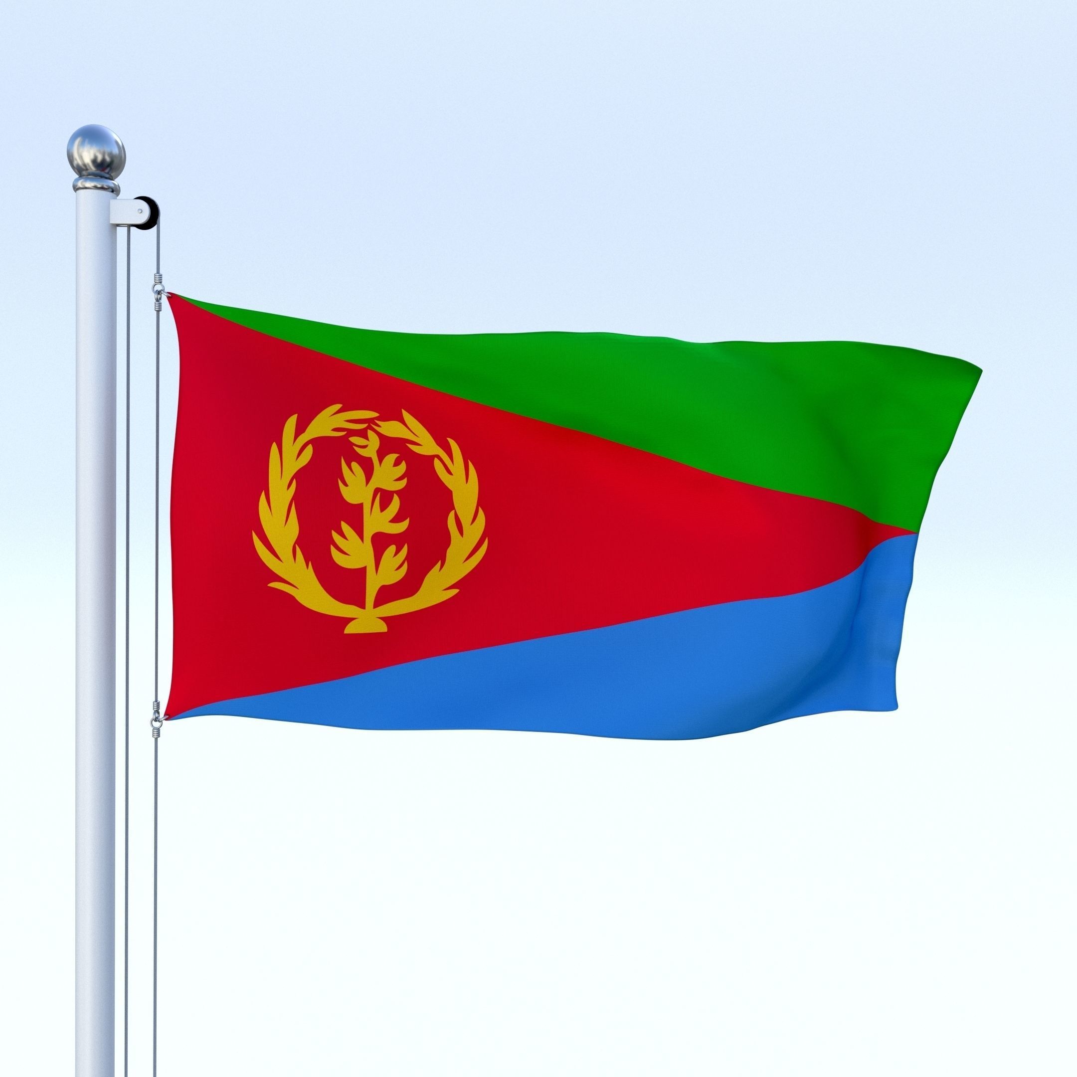 Animated Eritrea Flag Low-poly 3D model_26