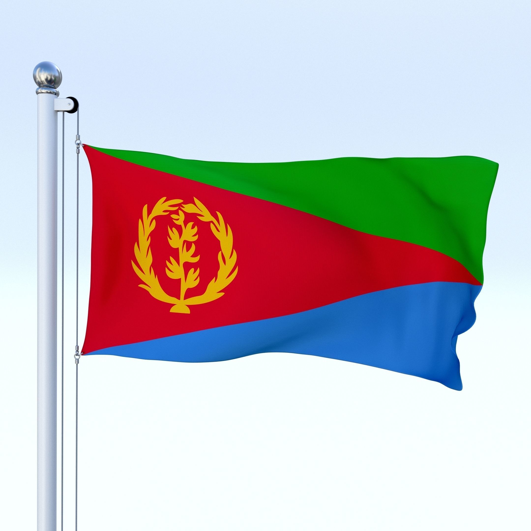 Animated Eritrea Flag Low-poly 3D model_12