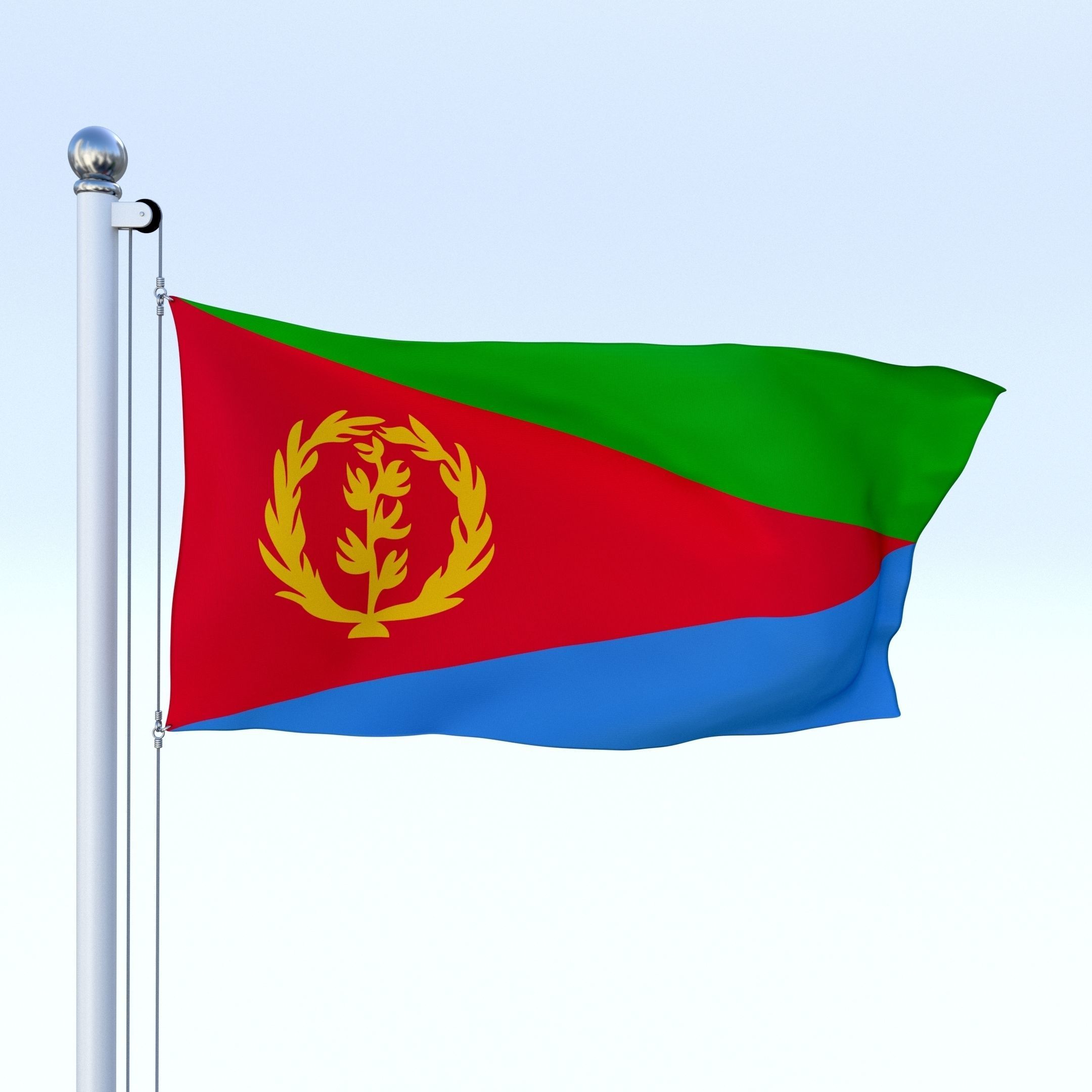 Animated Eritrea Flag Low-poly 3D model_19