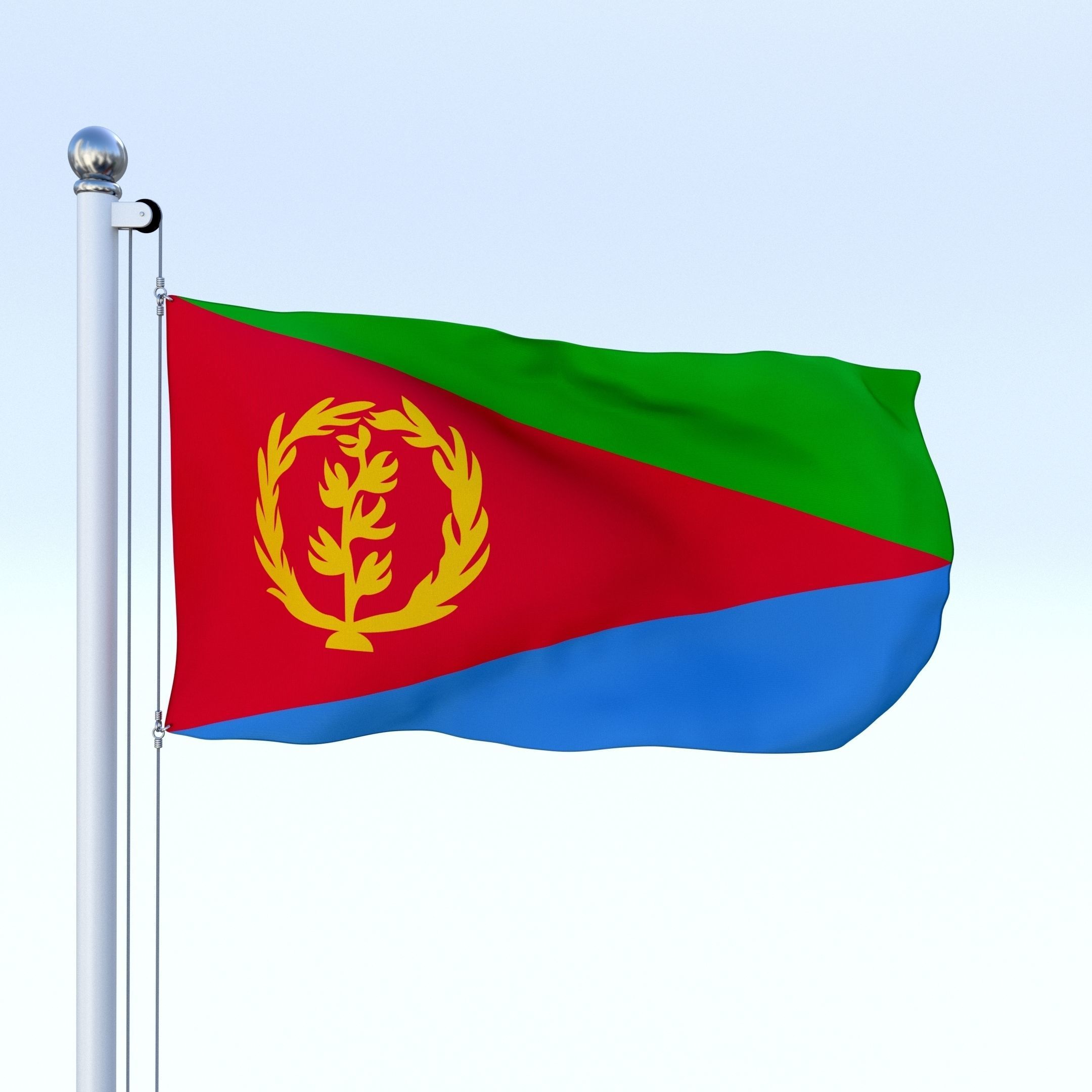 Animated Eritrea Flag Low-poly 3D model_11