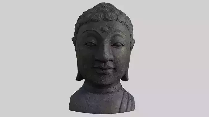 Buddha face sculpture statue hi poly