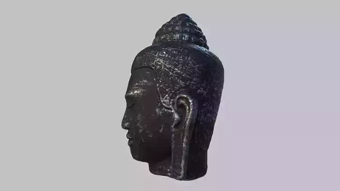 Buddha face sculpture statue hi poly