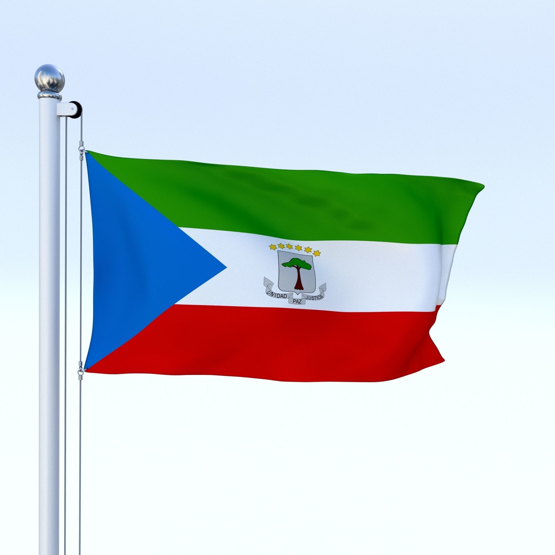 Animated Equatorial Guinea Flag Low-poly 3D model_16