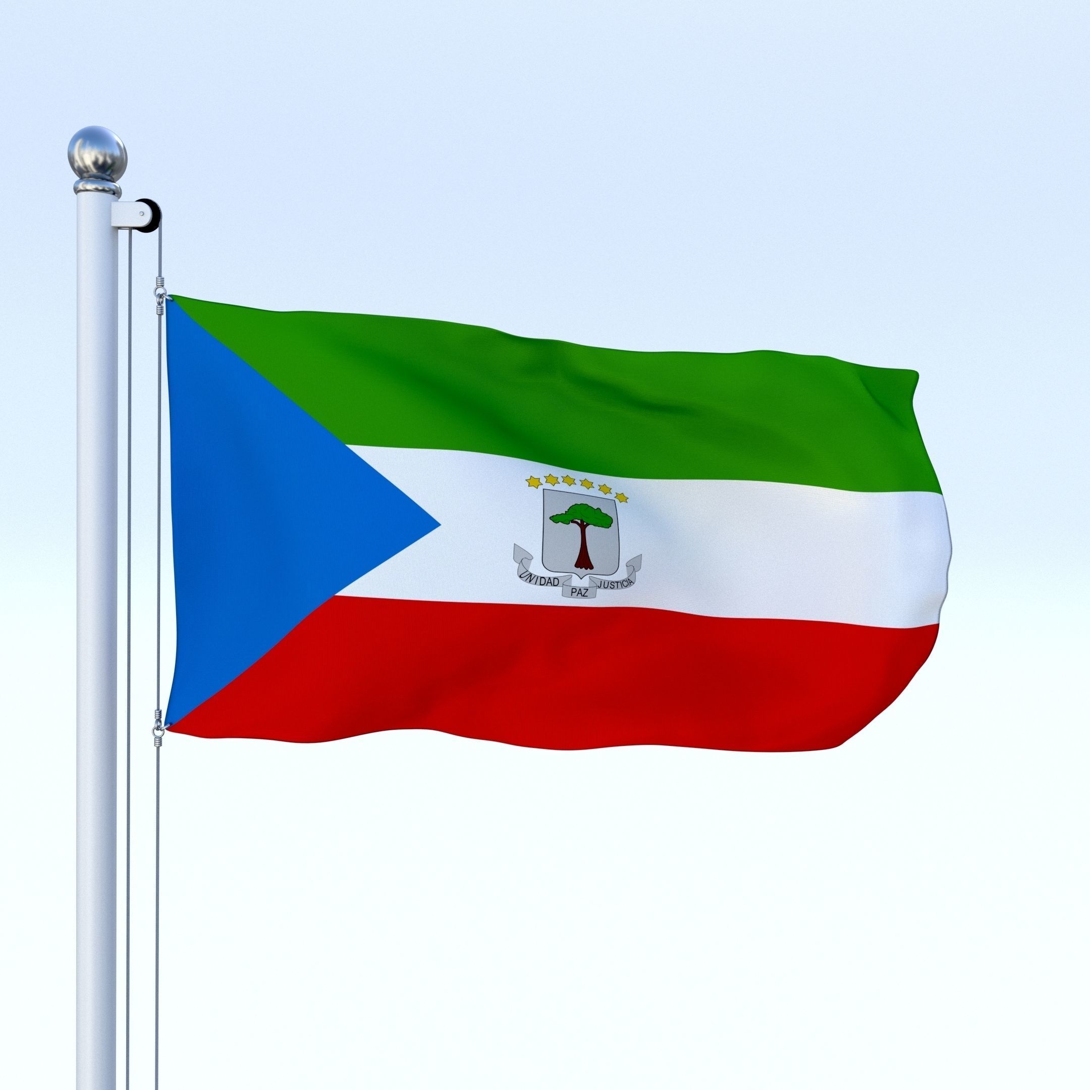 Animated Equatorial Guinea Flag Low-poly 3D model_26