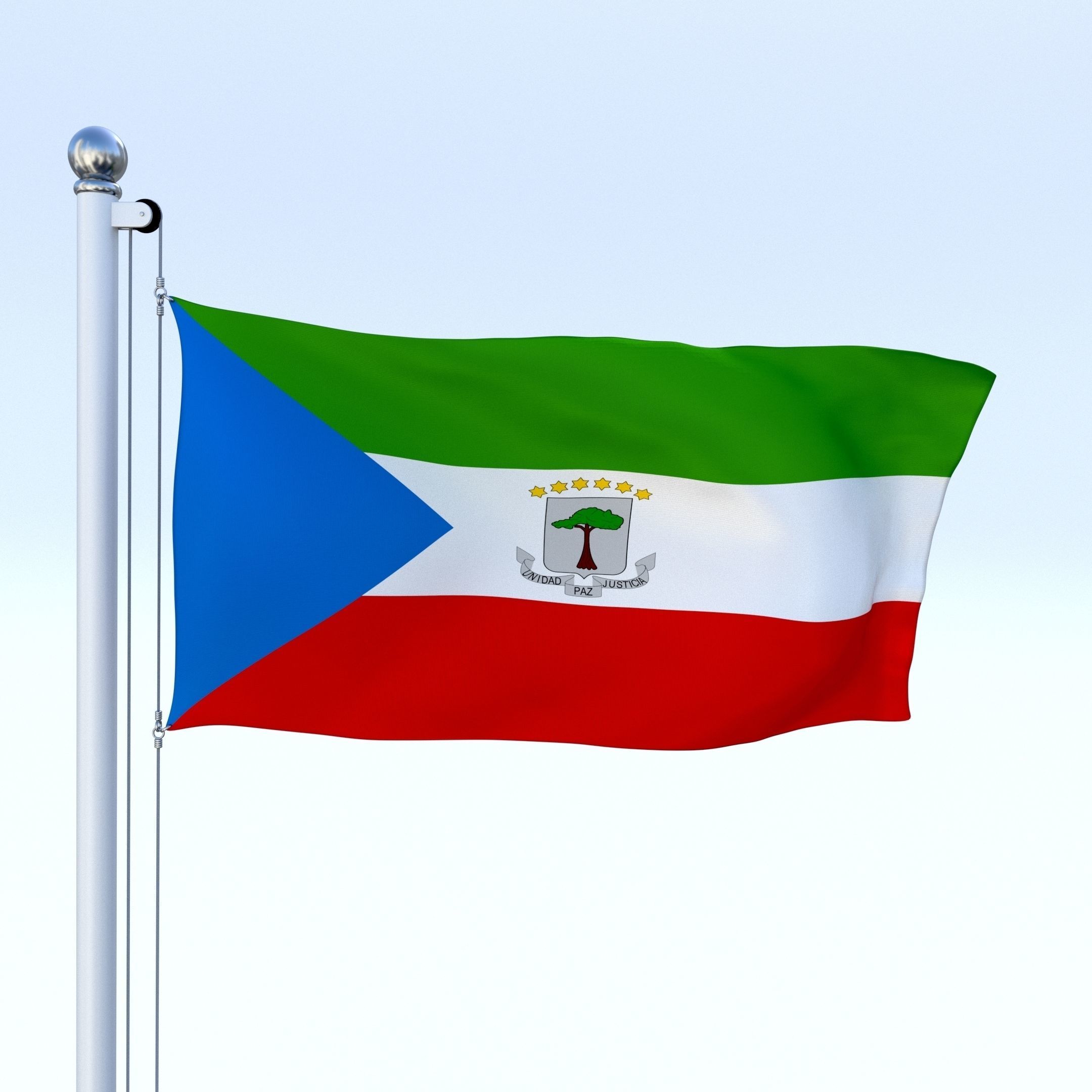 Animated Equatorial Guinea Flag Low-poly 3D model_25