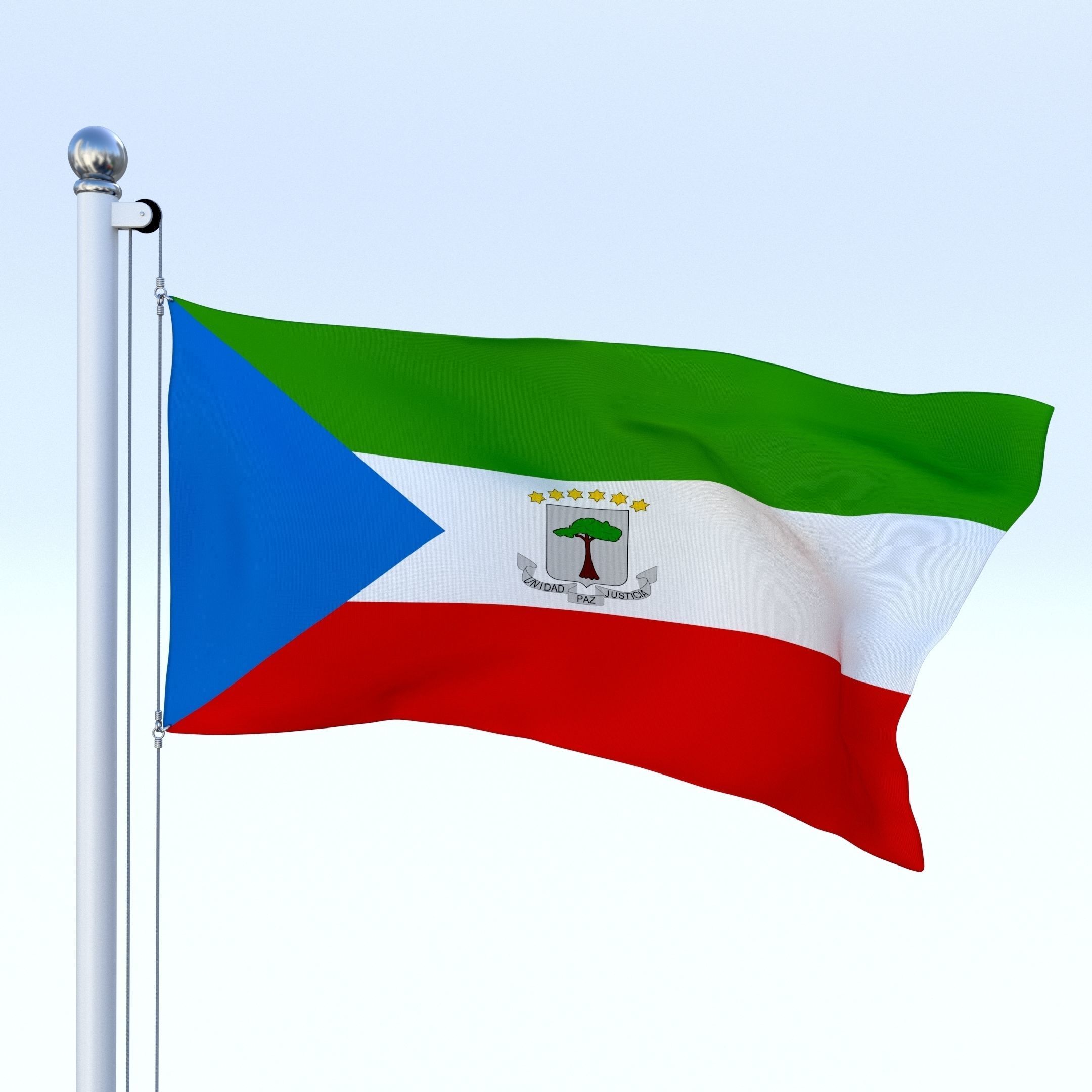 Animated Equatorial Guinea Flag Low-poly 3D model_21