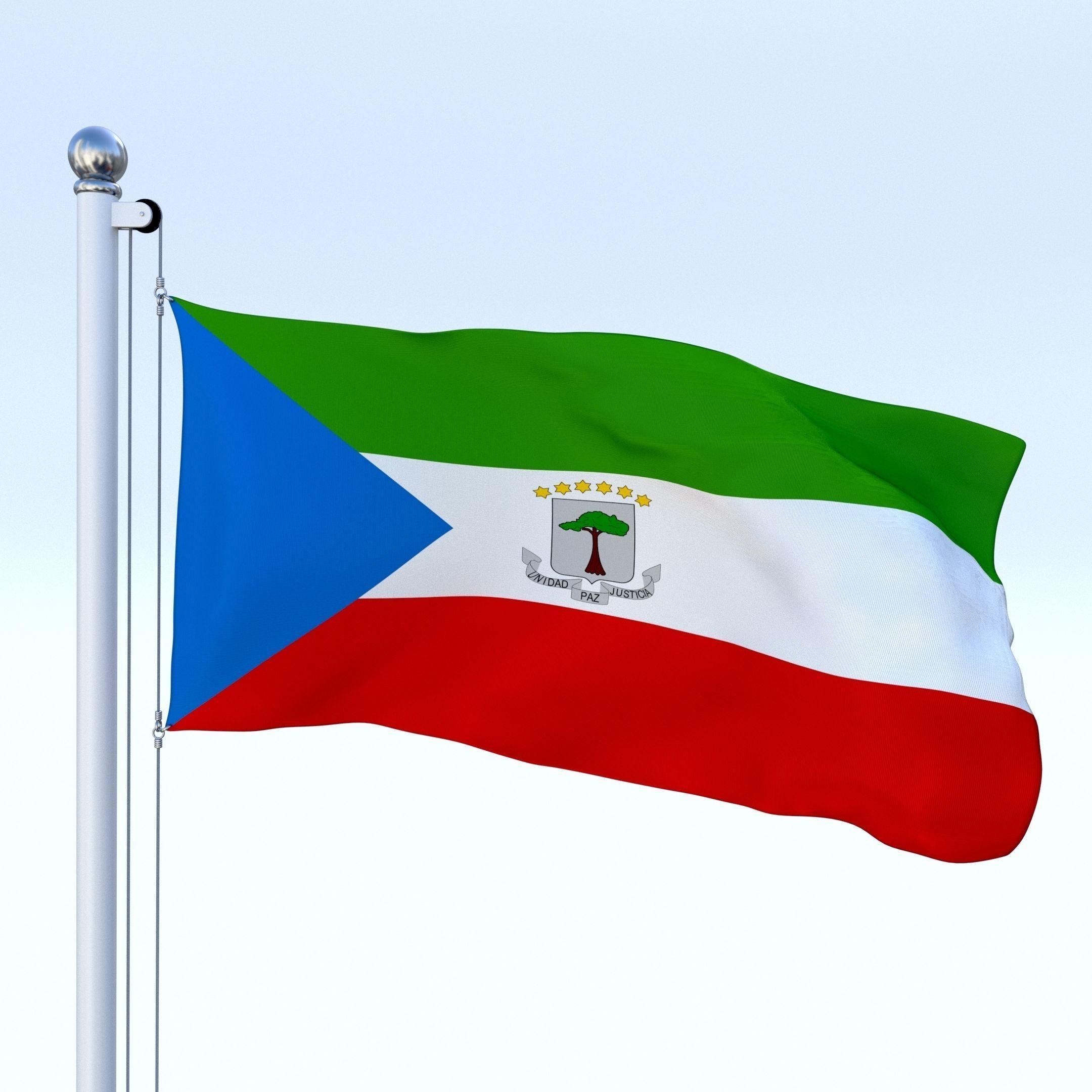 Animated Equatorial Guinea Flag Low-poly 3D model_13