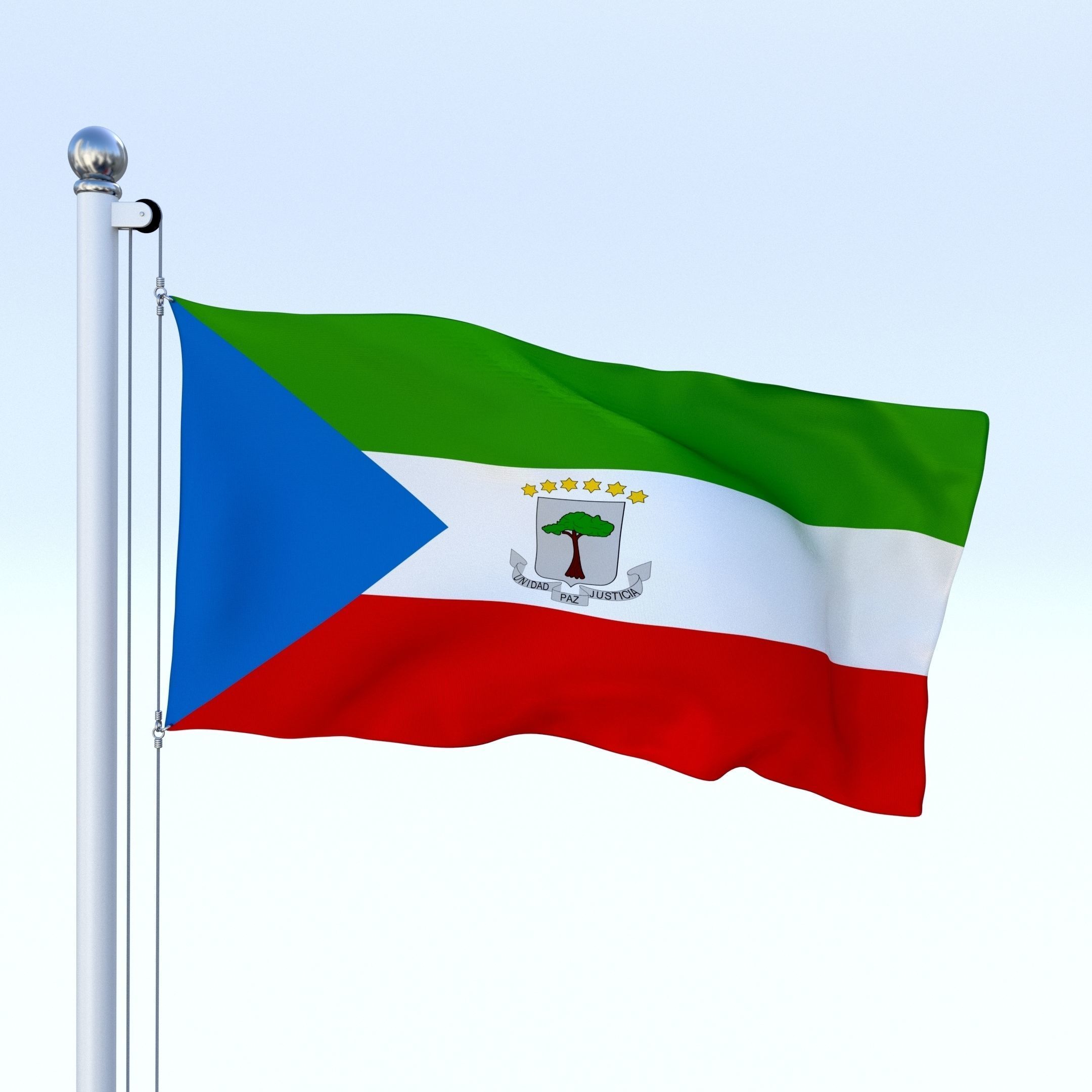 Animated Equatorial Guinea Flag Low-poly 3D model_10