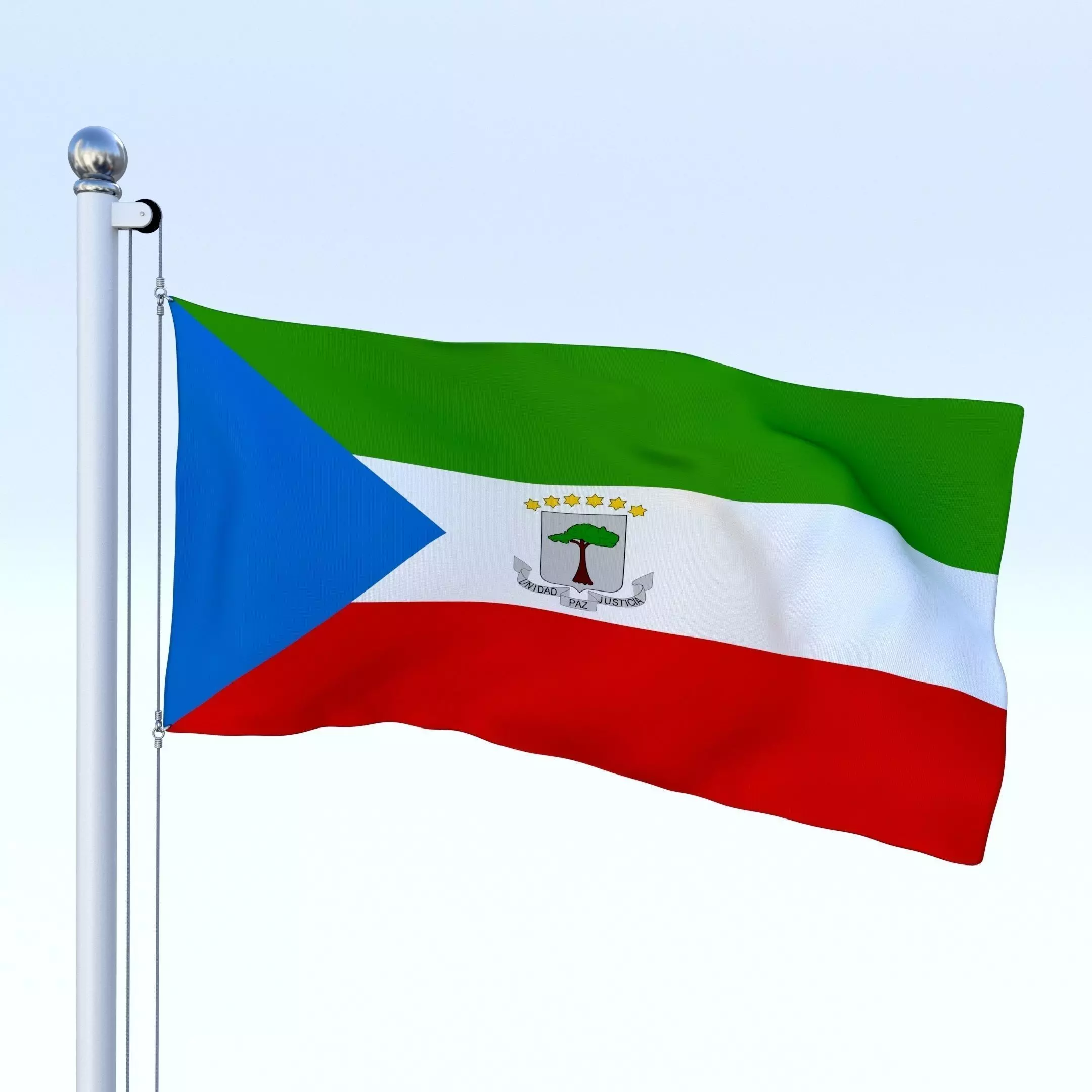 Animated Equatorial Guinea Flag Low-poly 3D model_0