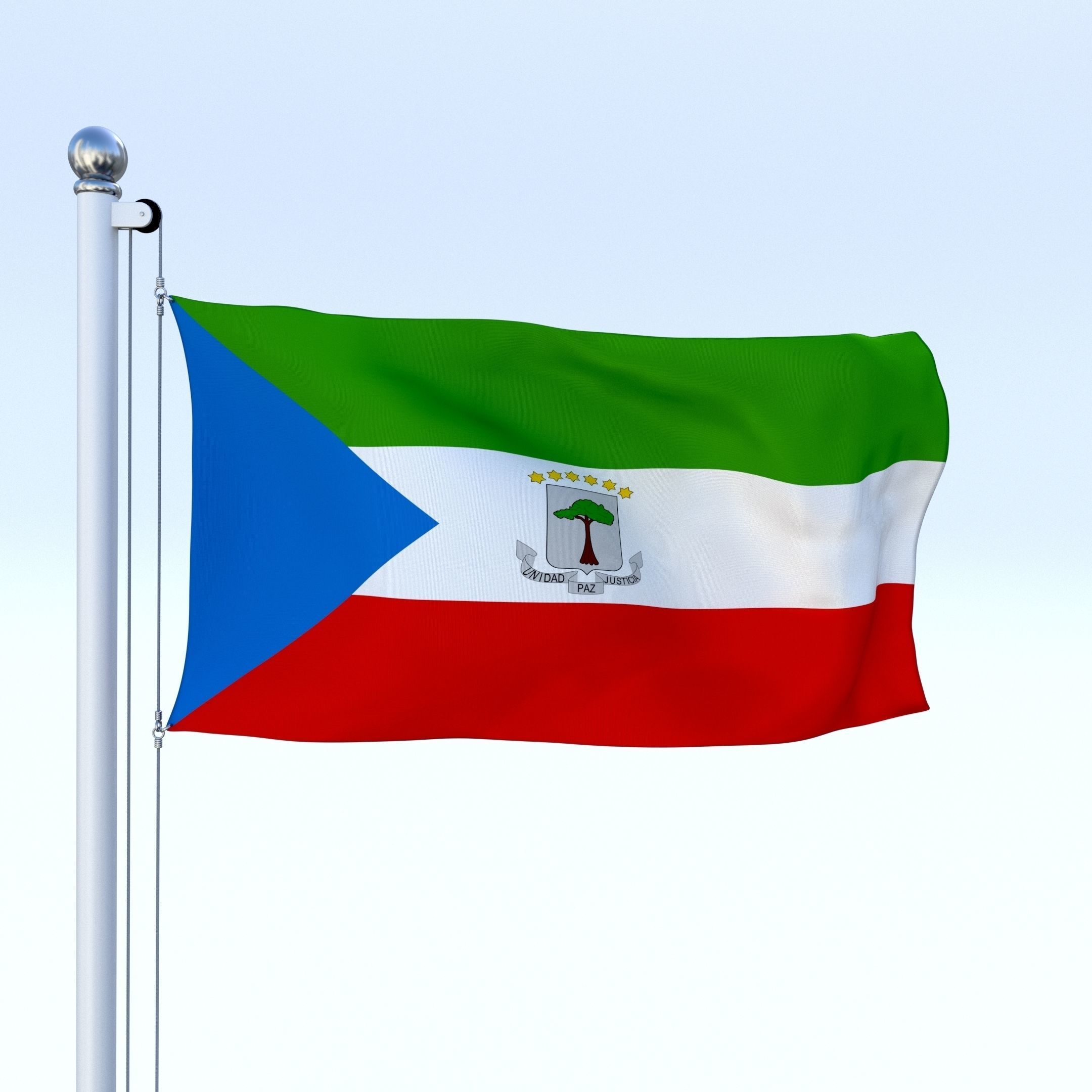 Animated Equatorial Guinea Flag Low-poly 3D model_2