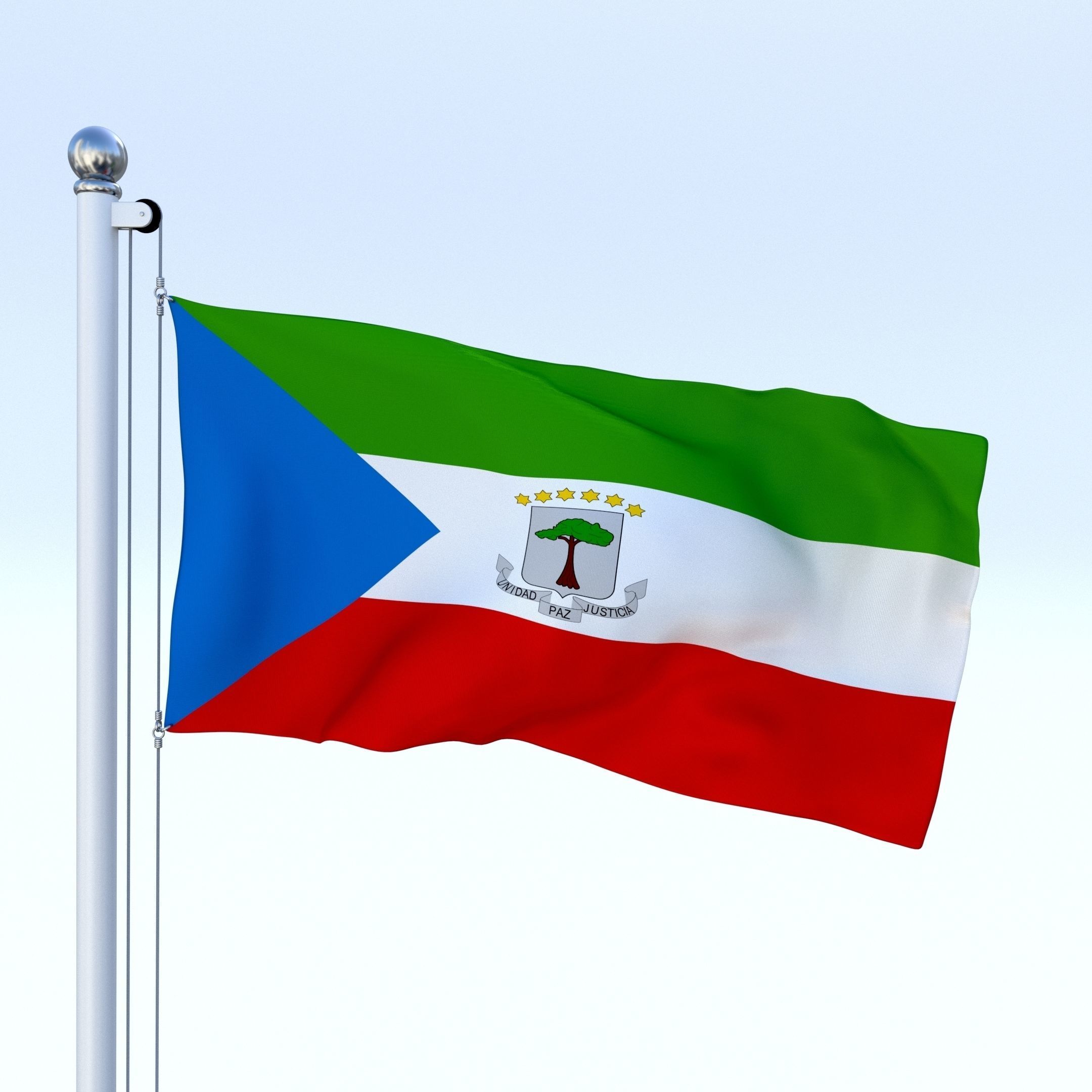 Animated Equatorial Guinea Flag Low-poly 3D model_5