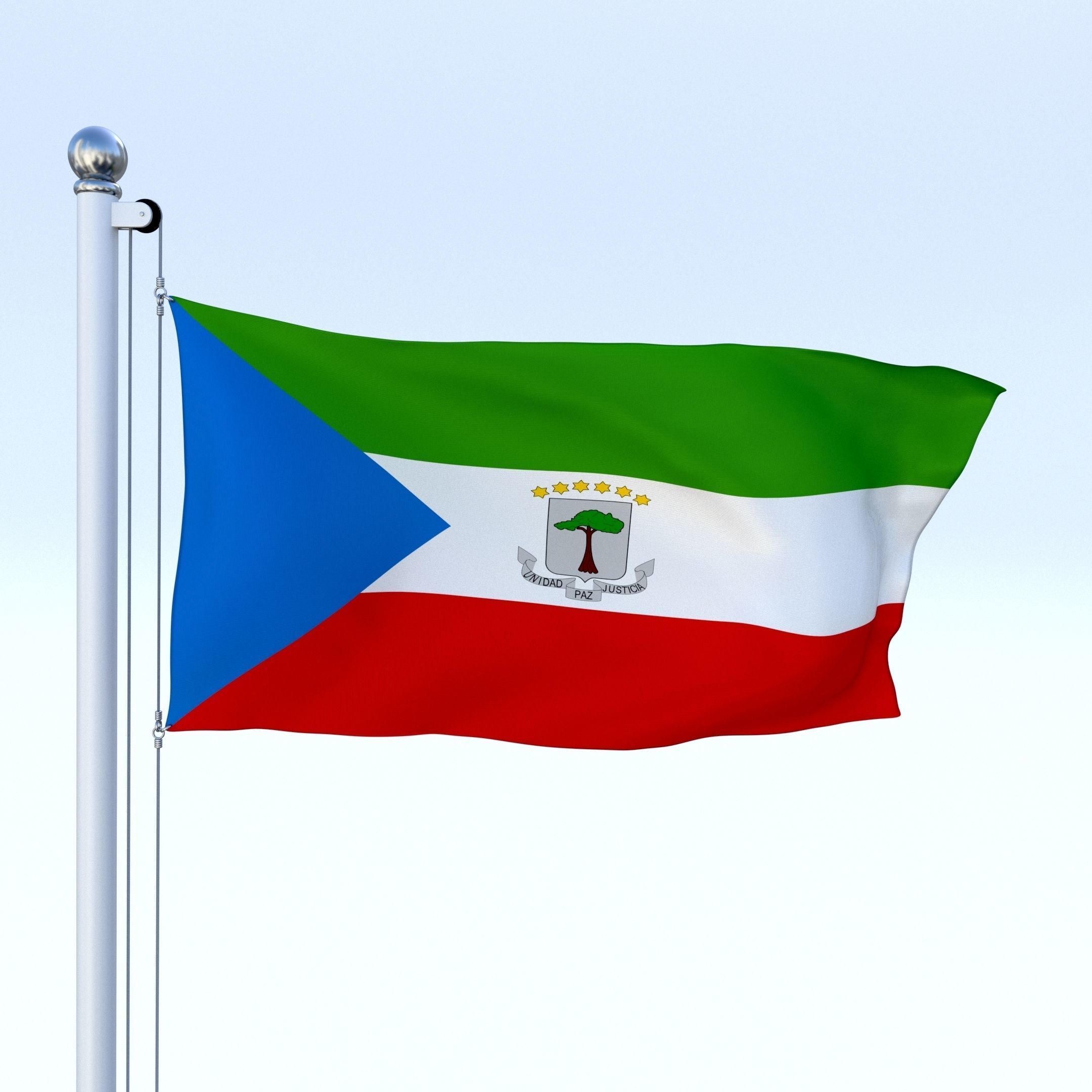 Animated Equatorial Guinea Flag Low-poly 3D model_17