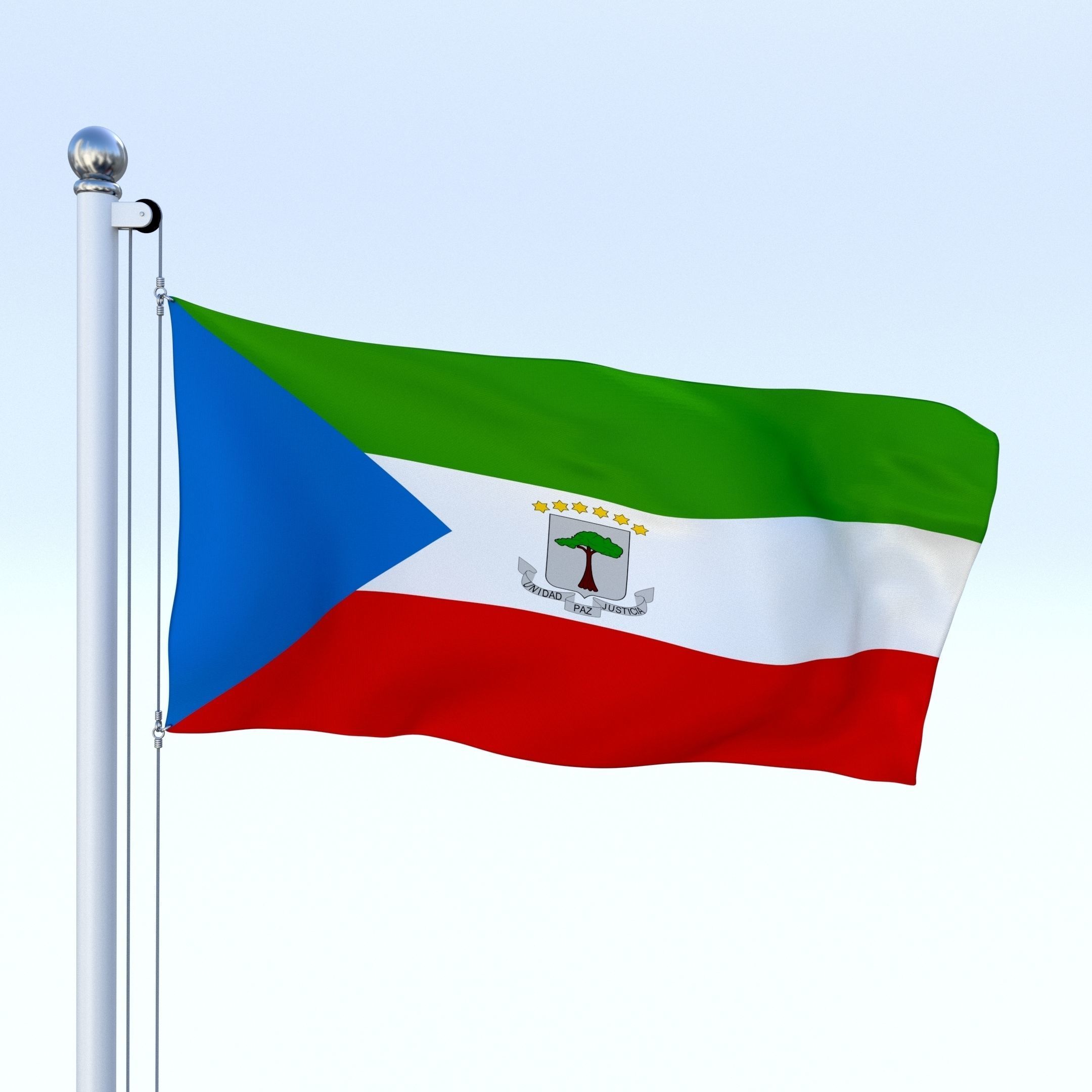 Animated Equatorial Guinea Flag Low-poly 3D model_1