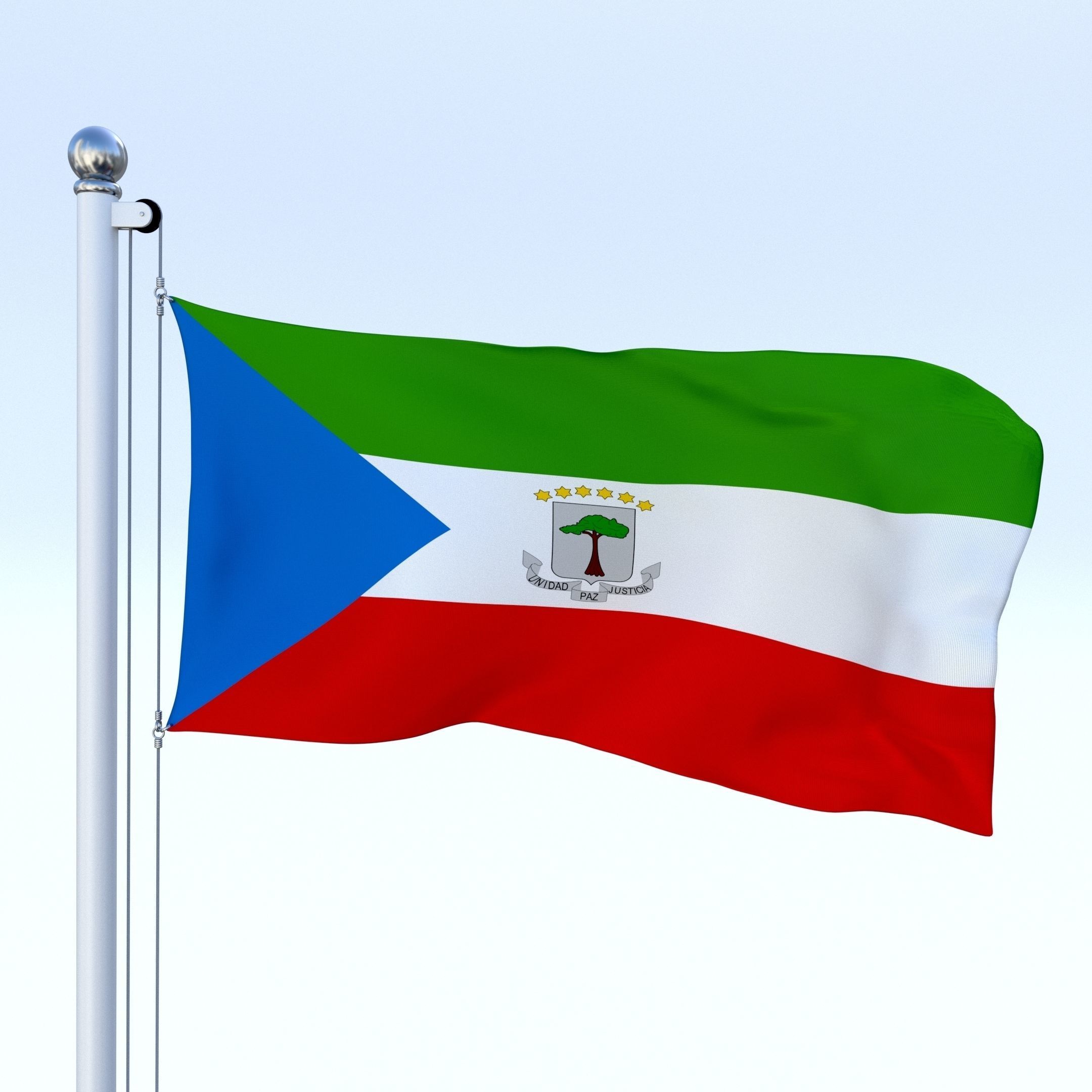 Animated Equatorial Guinea Flag Low-poly 3D model_4