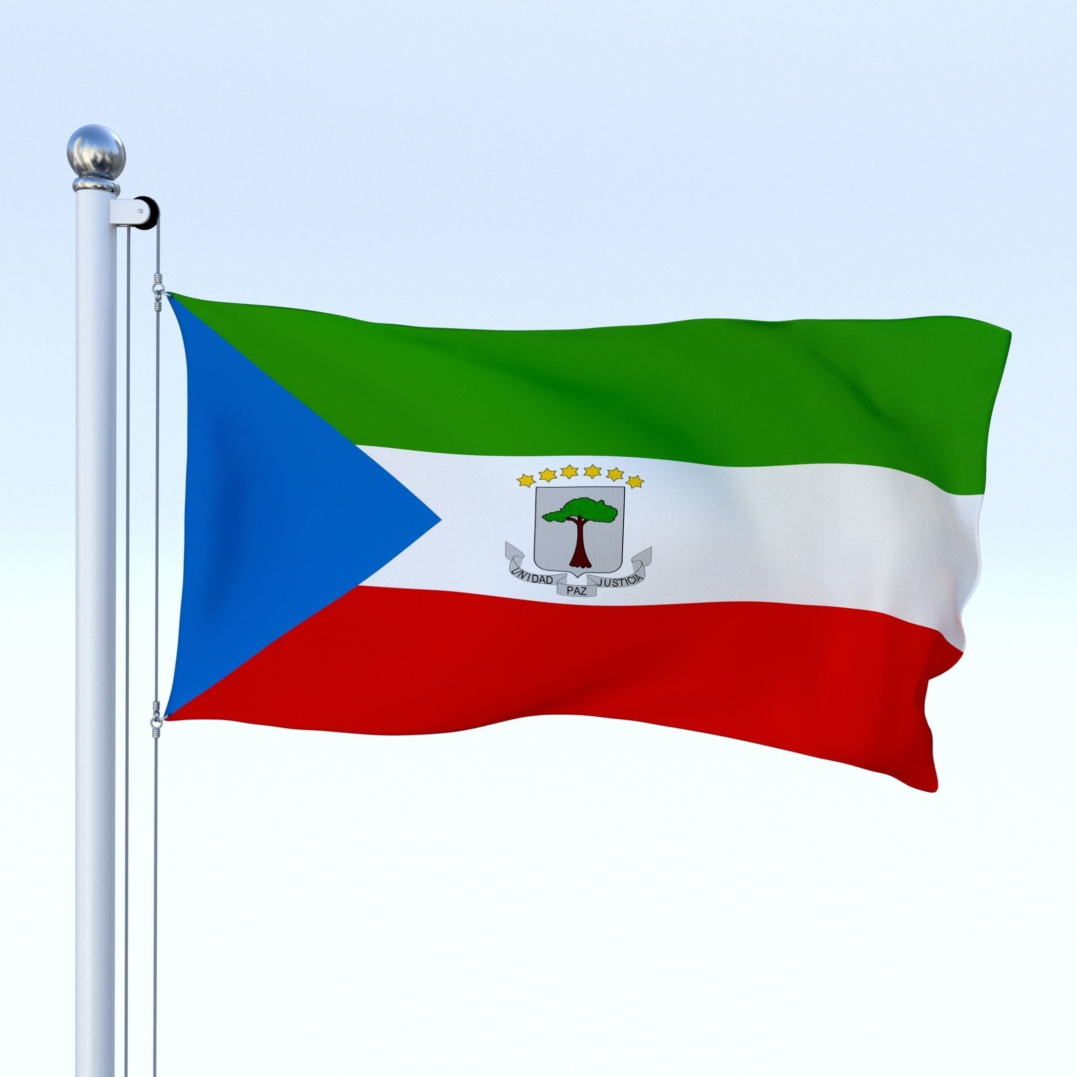Animated Equatorial Guinea Flag Low-poly 3D model_24