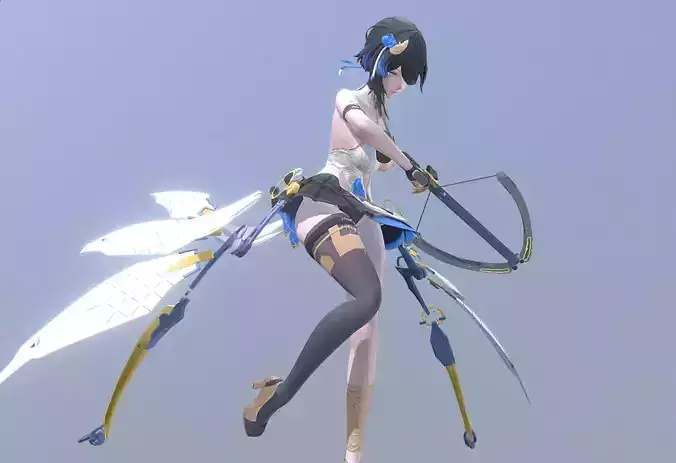 Cute Anime Girl Matrix Skill Fbx Pbr Animated