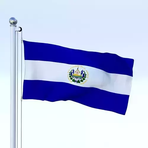 Animated El Salvador Flag Low-poly 3D model