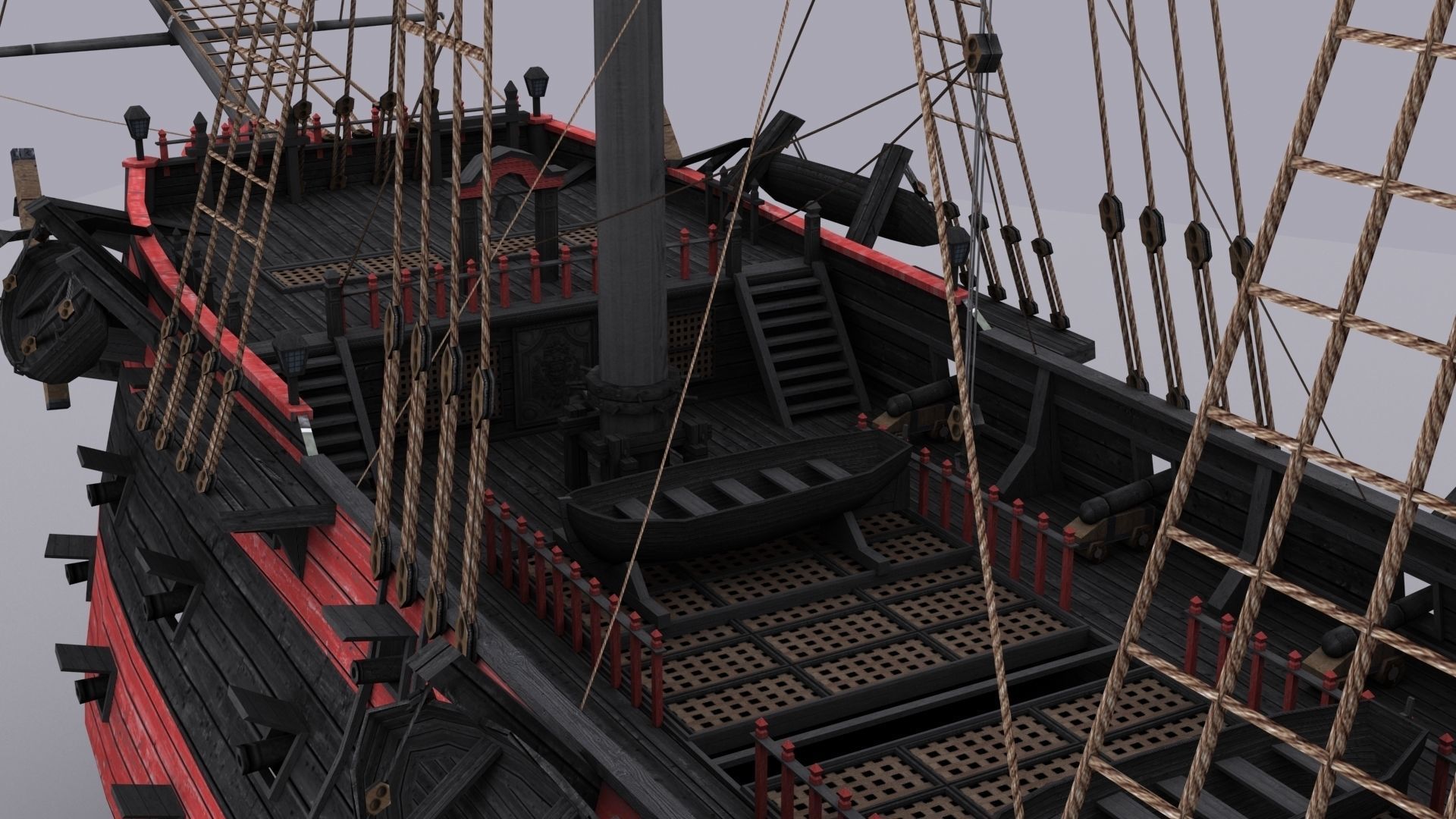 Black Frigate Low-poly 3D model_5