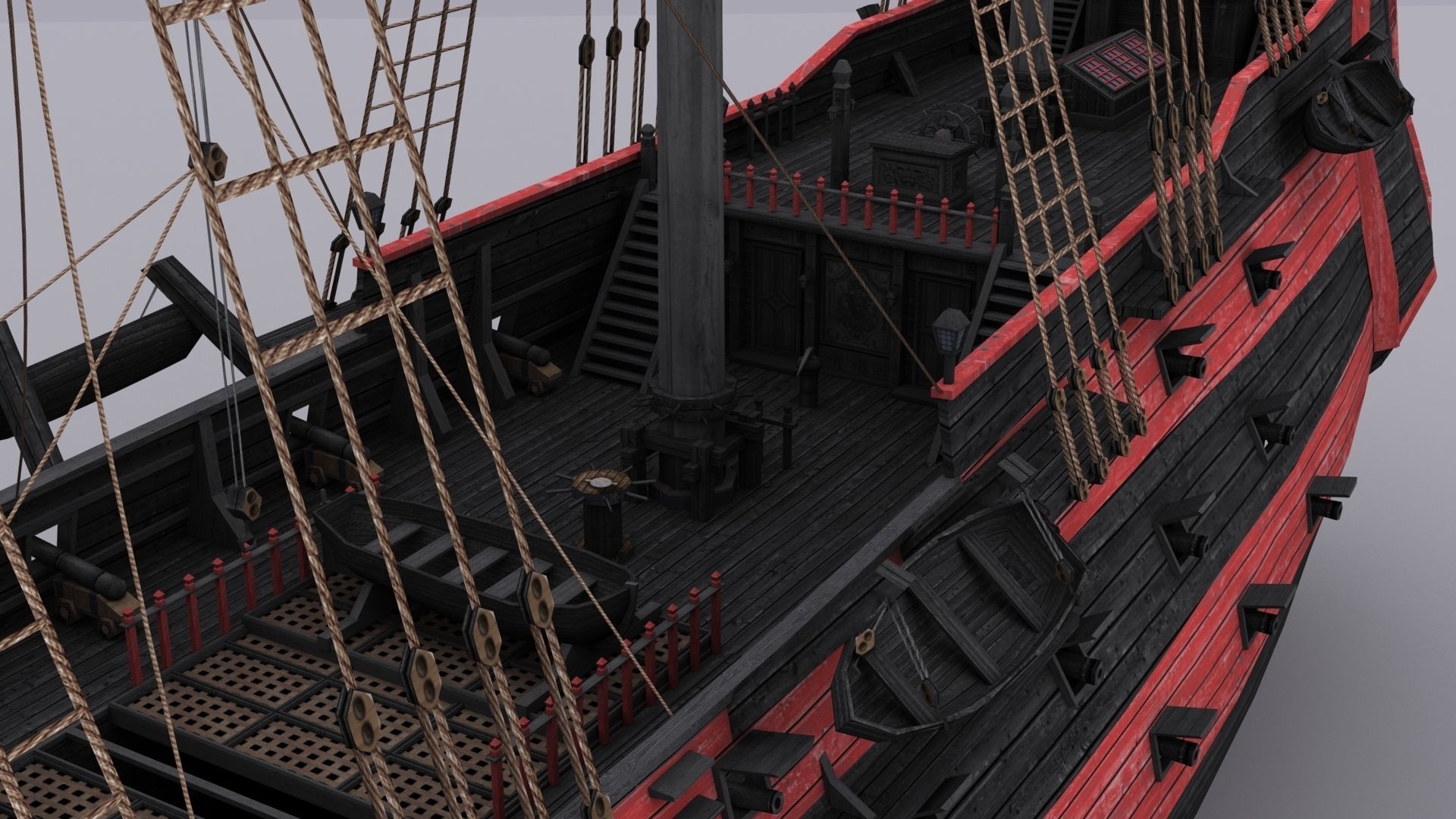 Black Frigate Low-poly 3D model_7