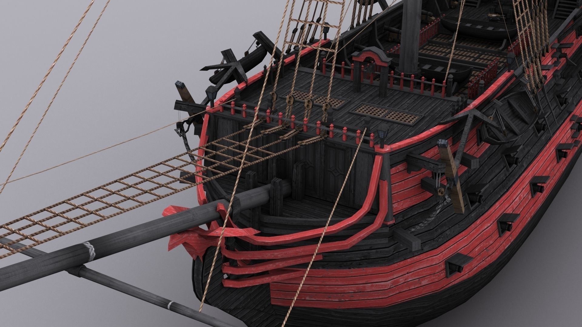 Black Frigate Low-poly 3D model_4