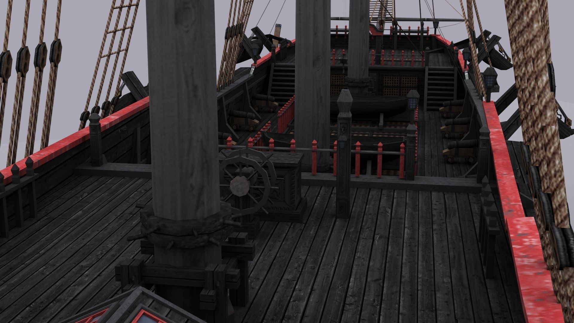 Black Frigate Low-poly 3D model_8