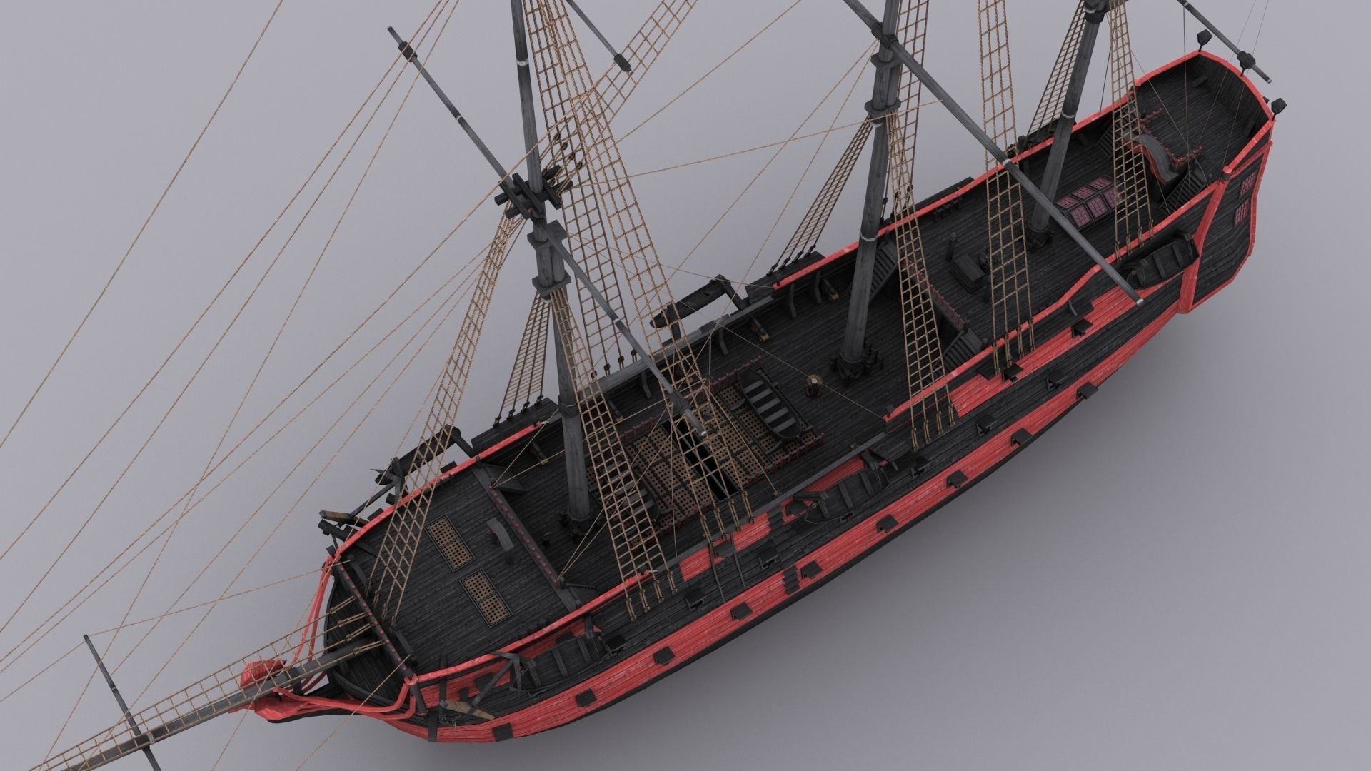 Black Frigate Low-poly 3D model_3