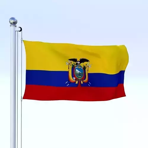 Animated Ecuador Flag Low-poly 3D model