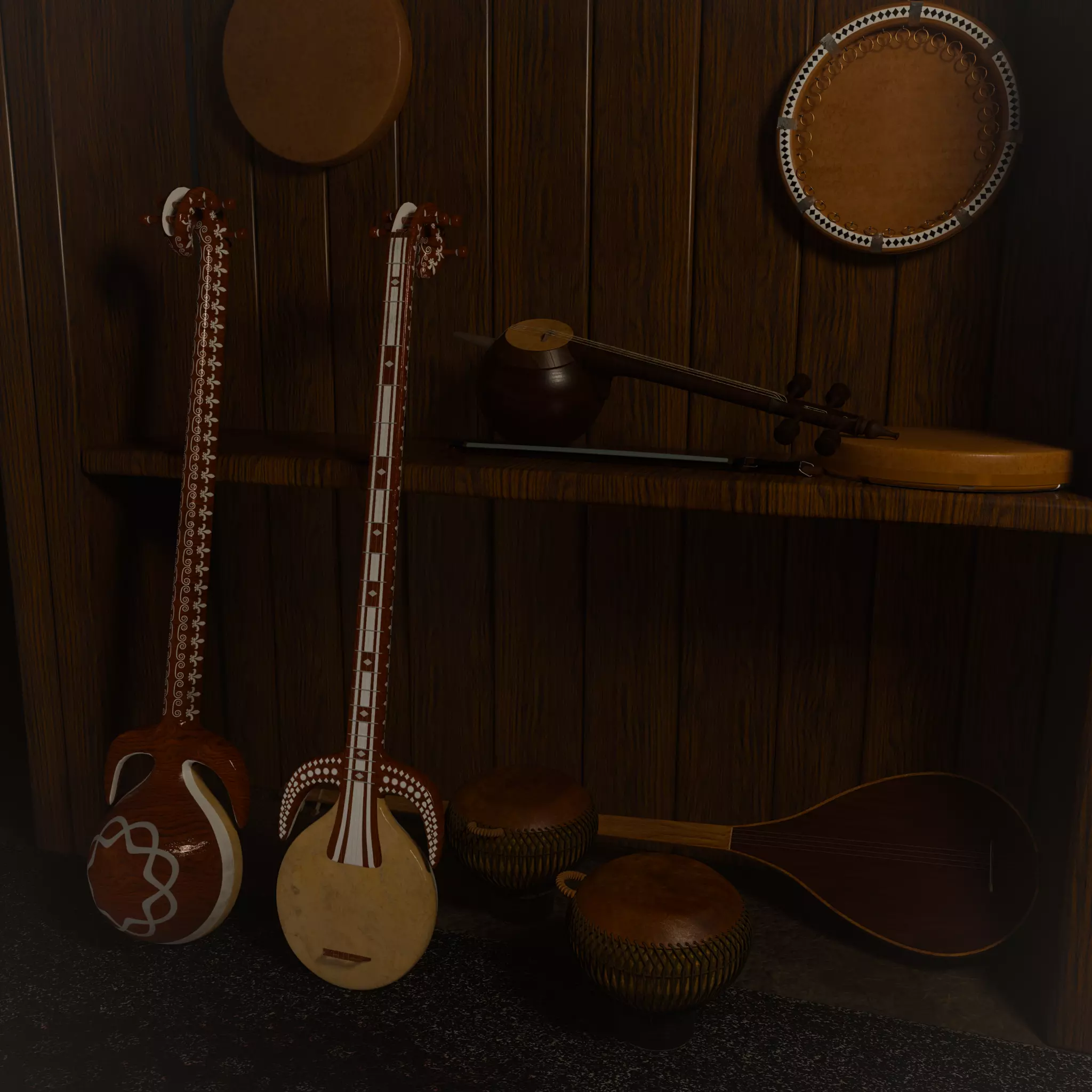 Central Asian Instruments 3D model