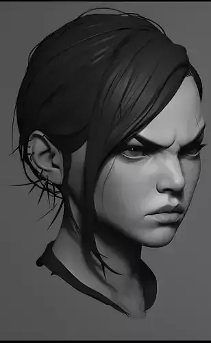 Original woman facial head sculpture details character design