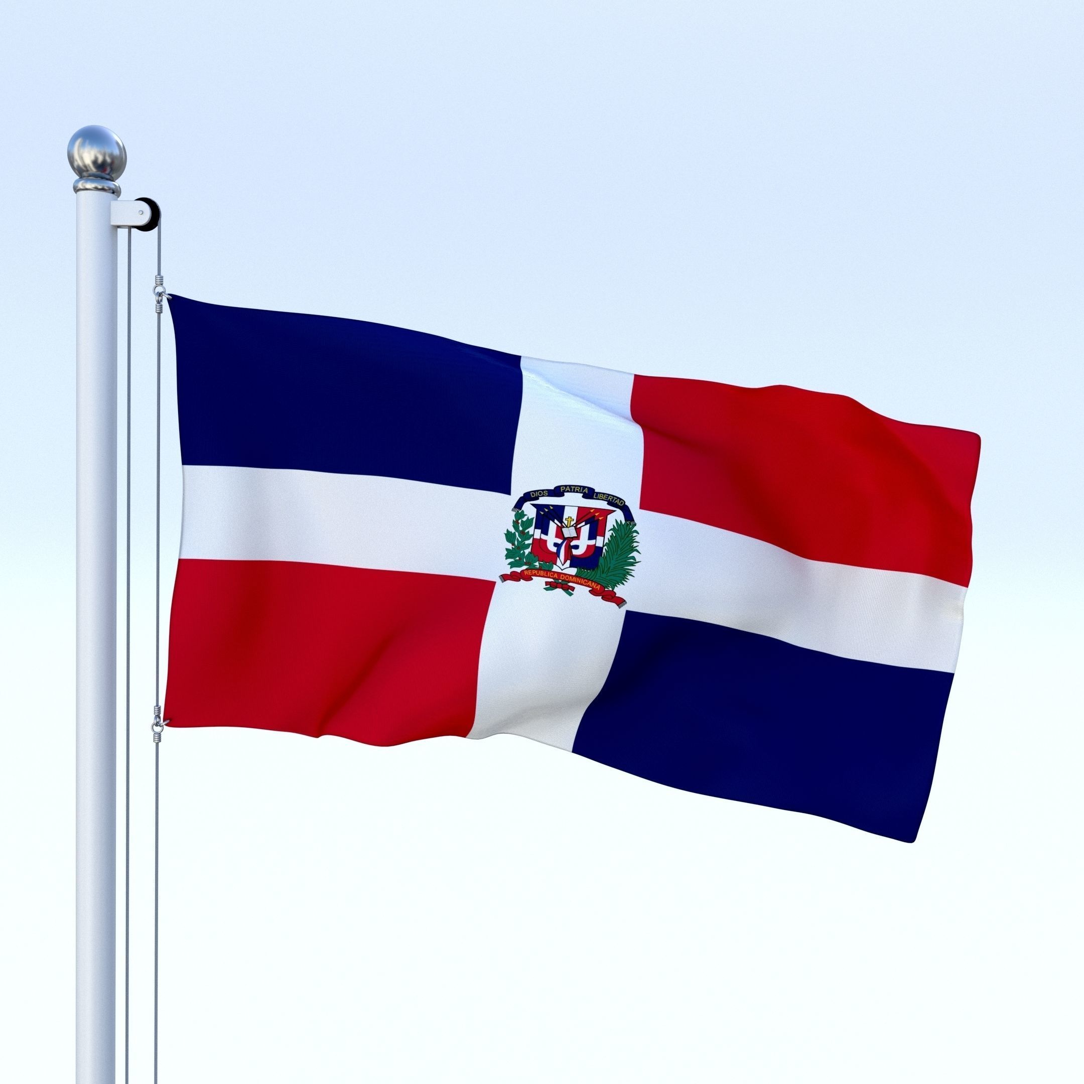 Animated Dominican Republic Flag Low-poly 3D model_4