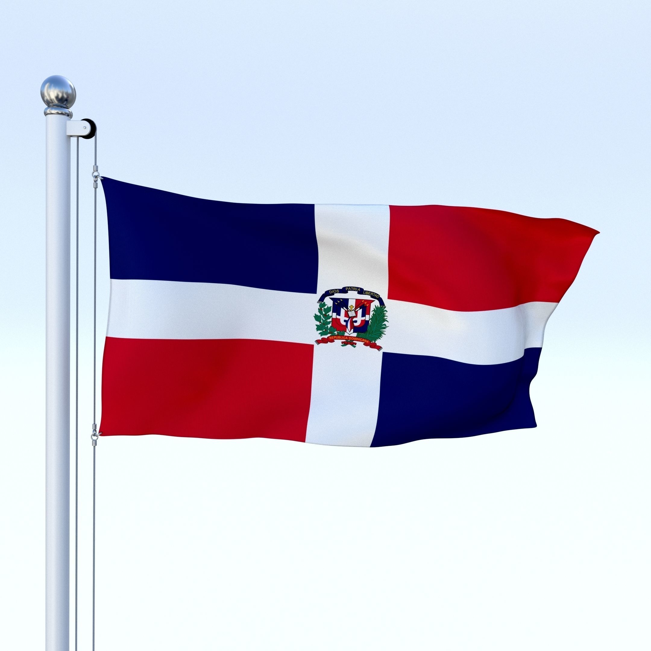 Animated Dominican Republic Flag Low-poly 3D model_19