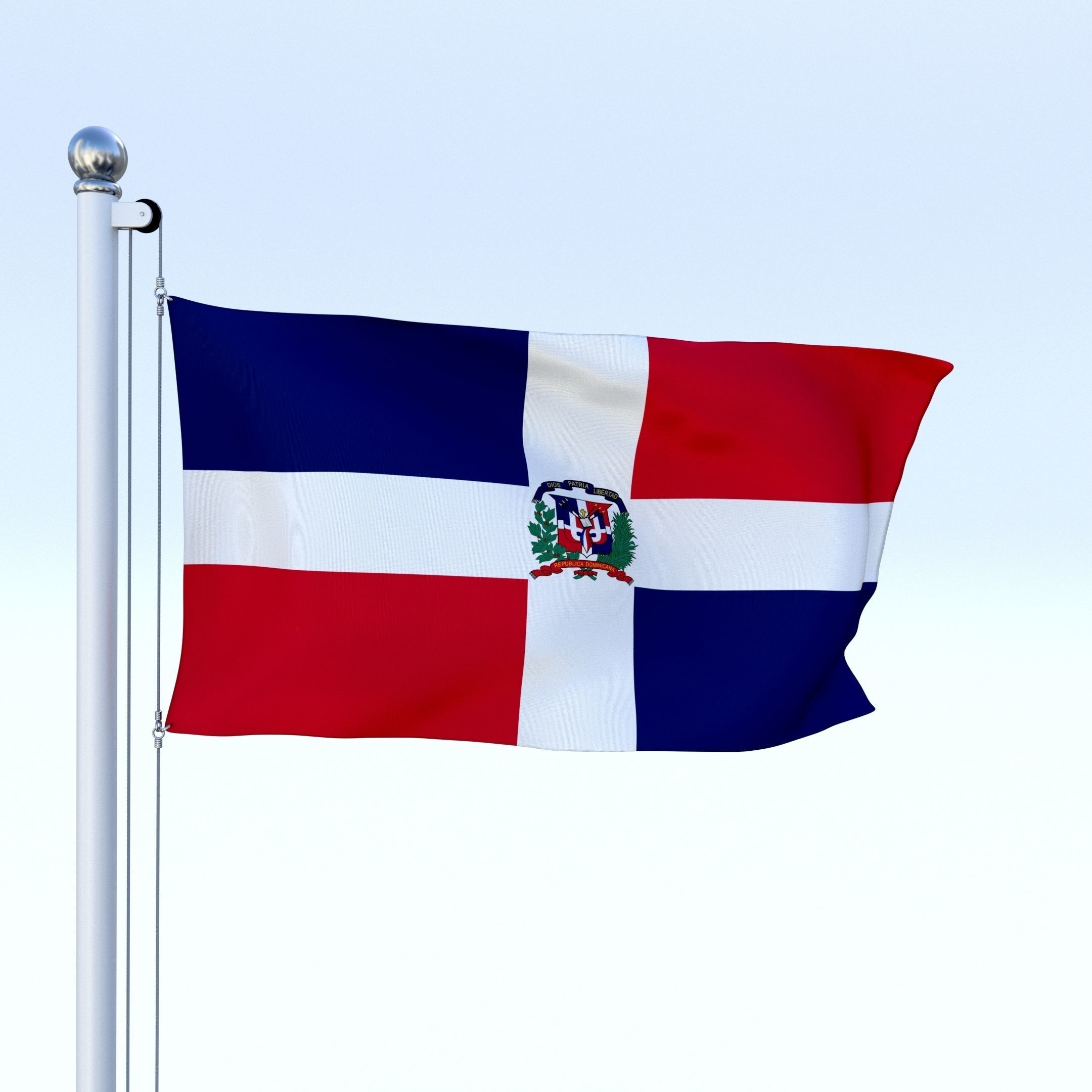 Animated Dominican Republic Flag Low-poly 3D model_2