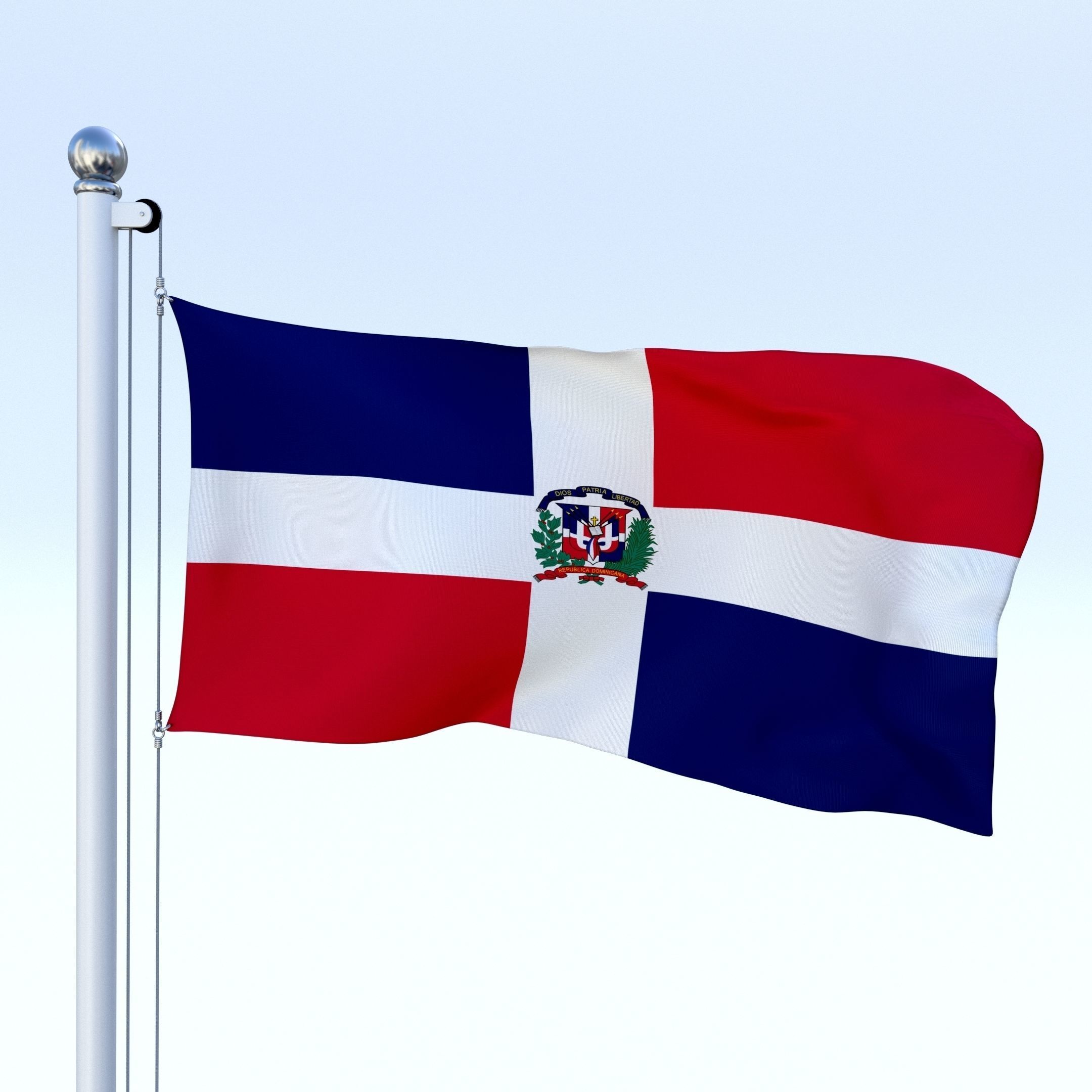 Animated Dominican Republic Flag Low-poly 3D model_5