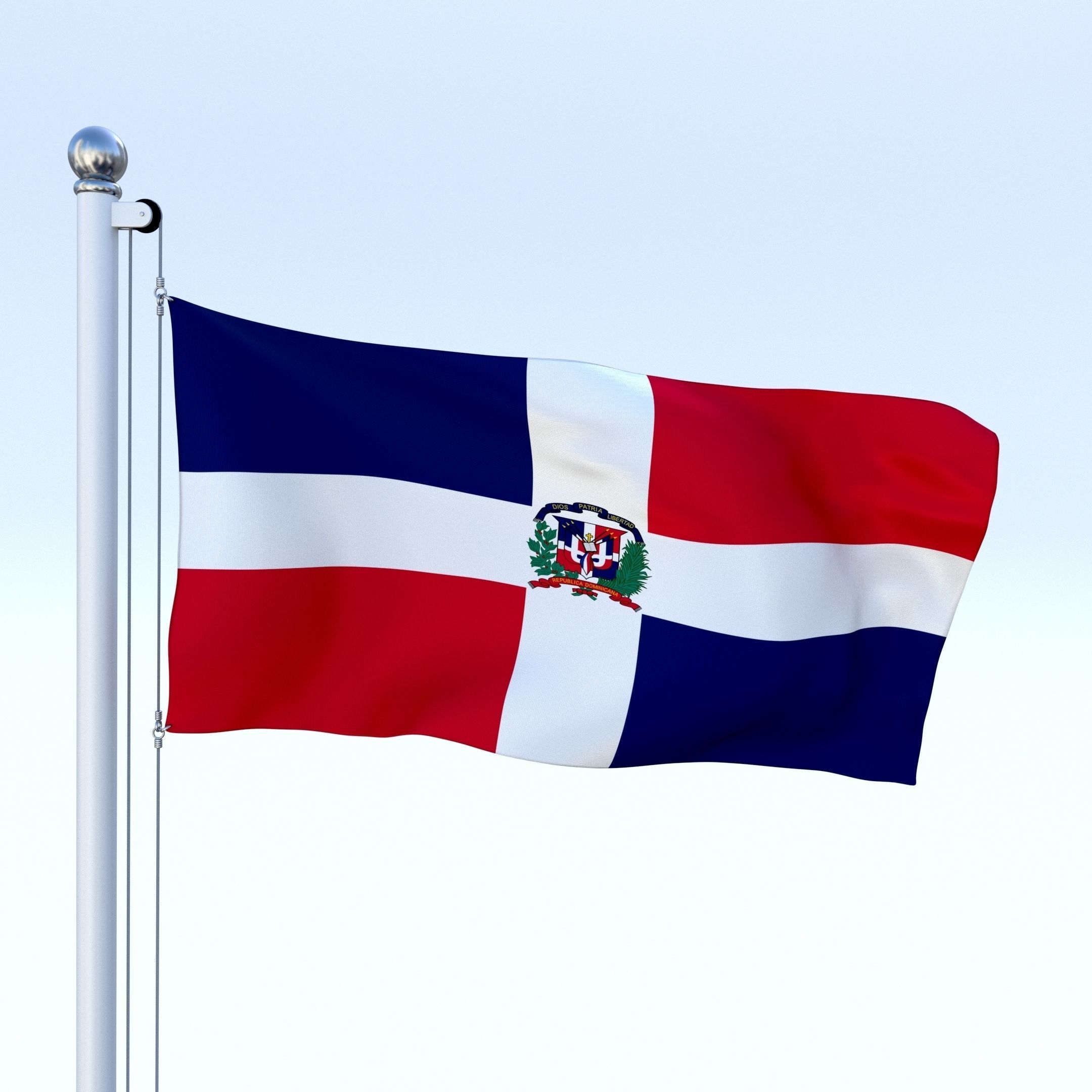 Animated Dominican Republic Flag Low-poly 3D model_3
