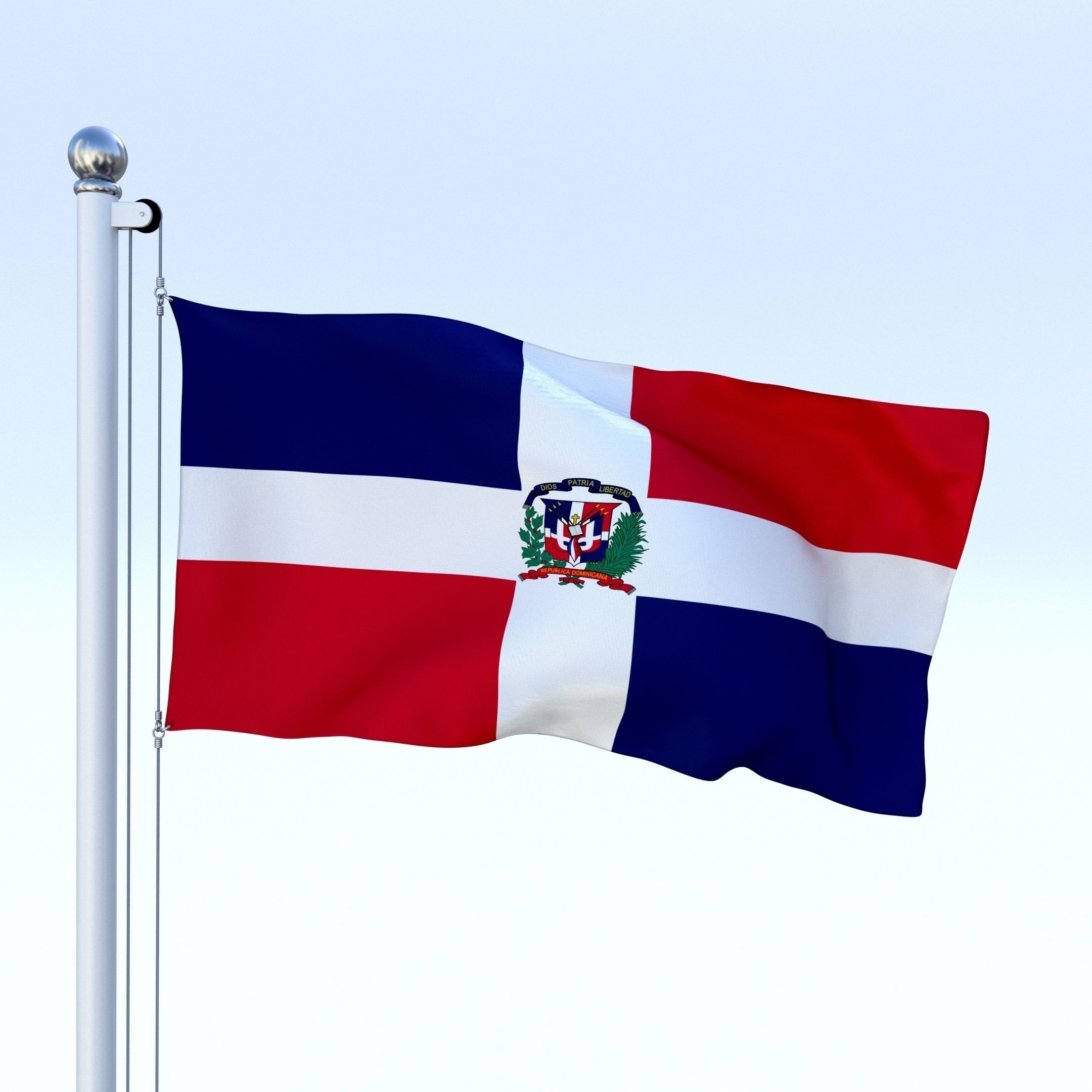 Animated Dominican Republic Flag Low-poly 3D model_23