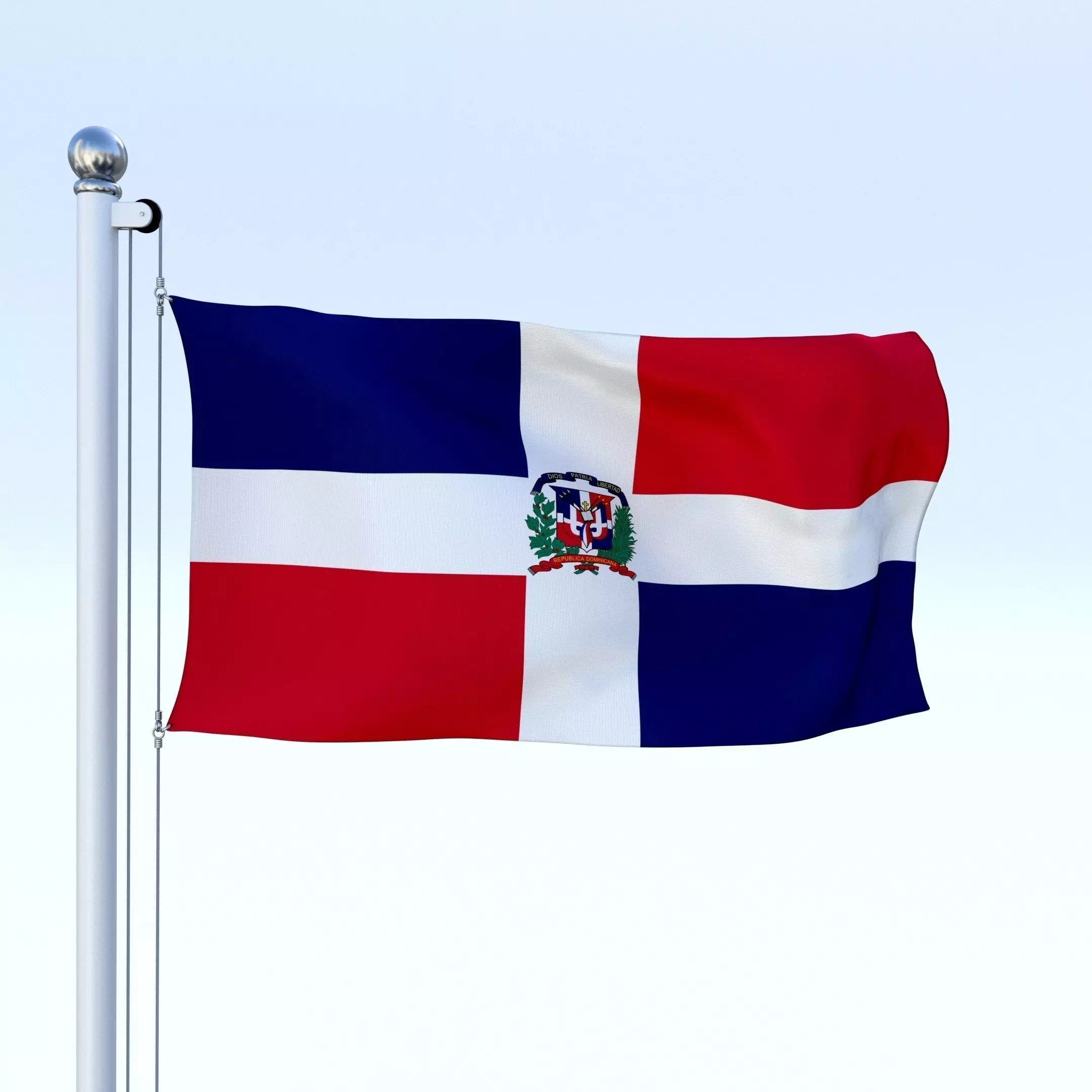Animated Dominican Republic Flag Low-poly 3D model_0
