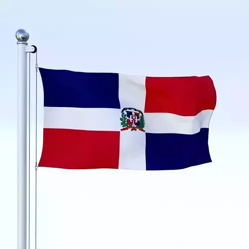 Animated Dominican Republic Flag Low-poly 3D model