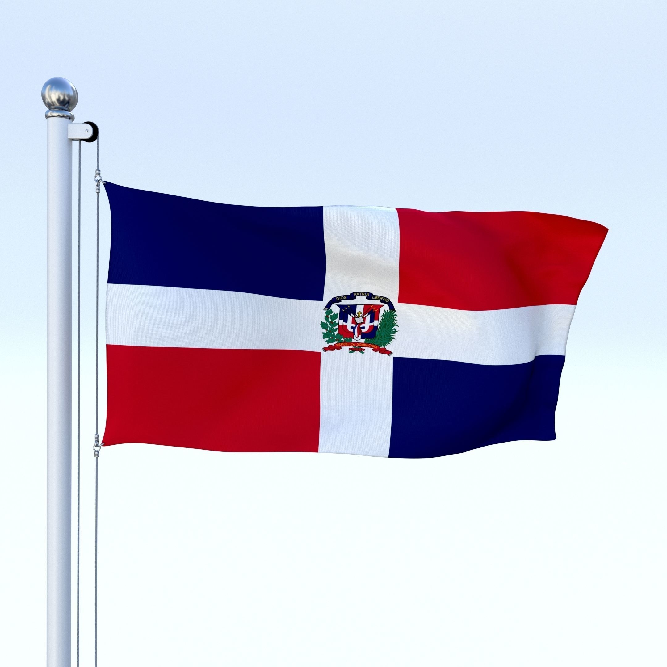 Animated Dominican Republic Flag Low-poly 3D model_11