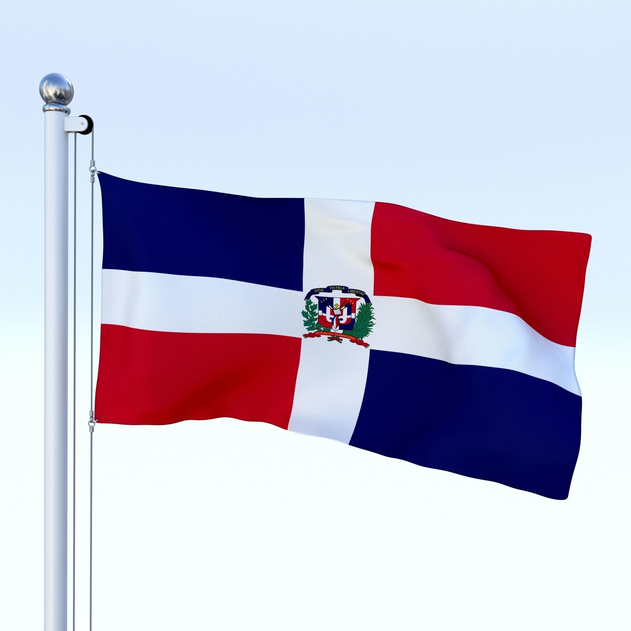 Animated Dominican Republic Flag Low-poly 3D model_1