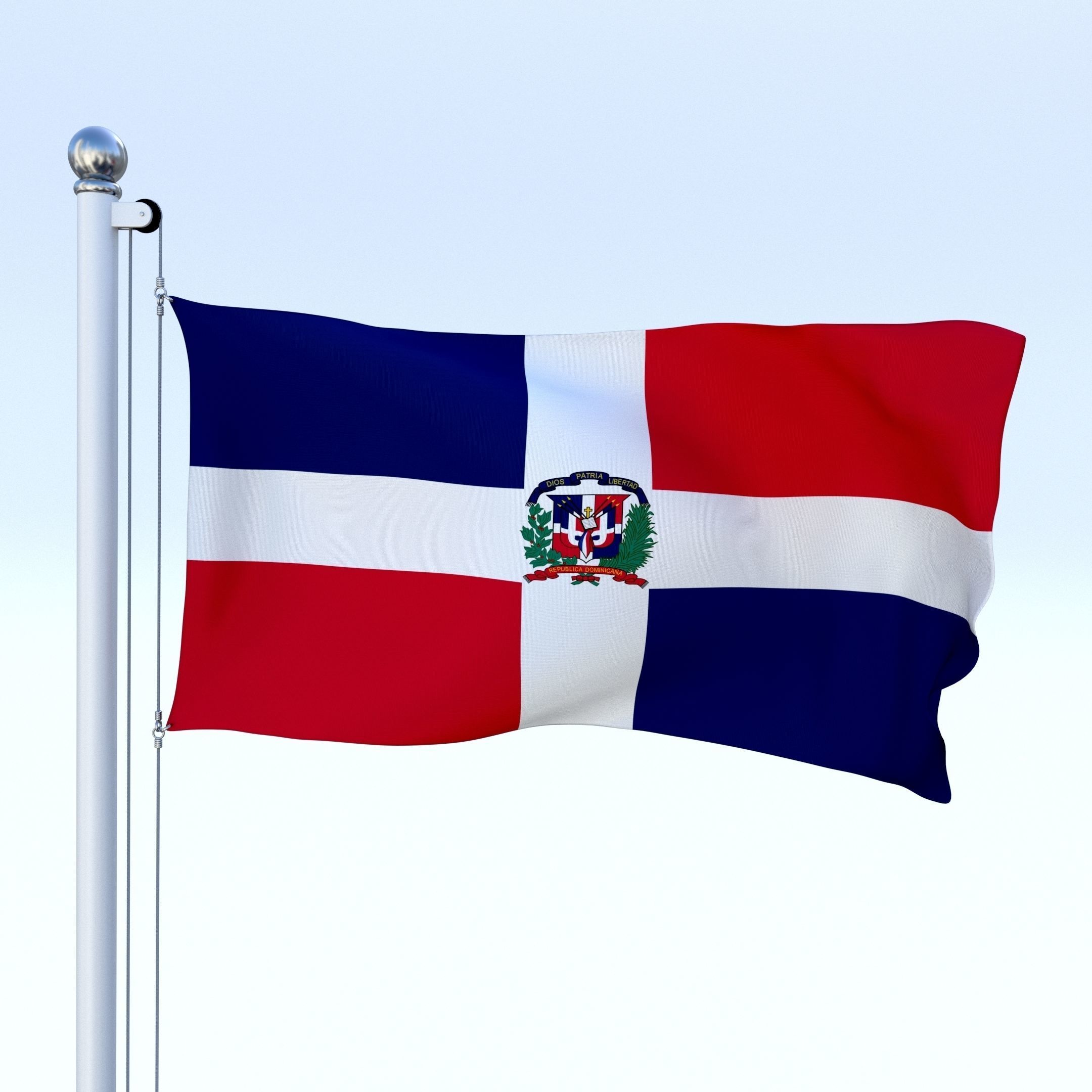 Animated Dominican Republic Flag Low-poly 3D model_24