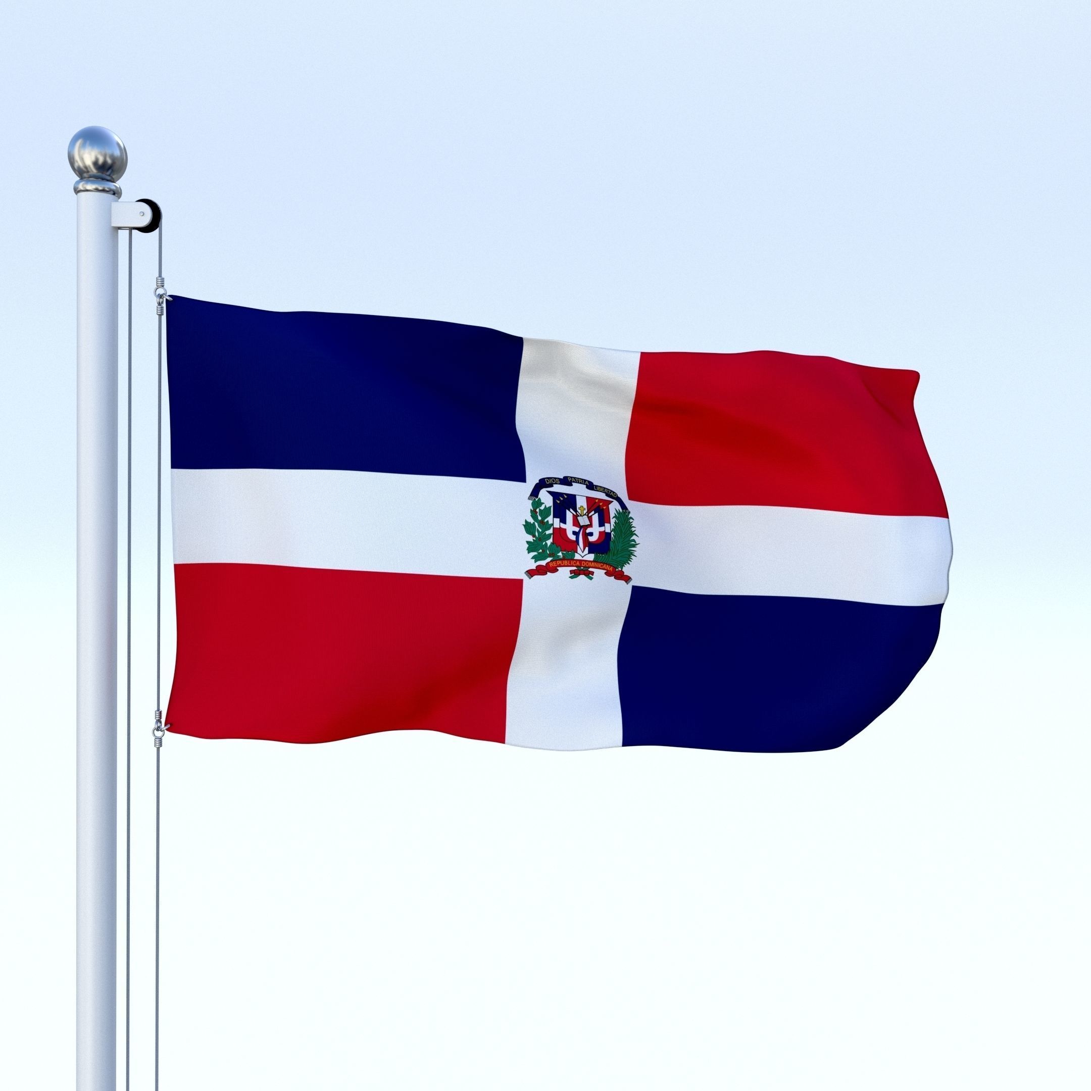 Animated Dominican Republic Flag Low-poly 3D model_8