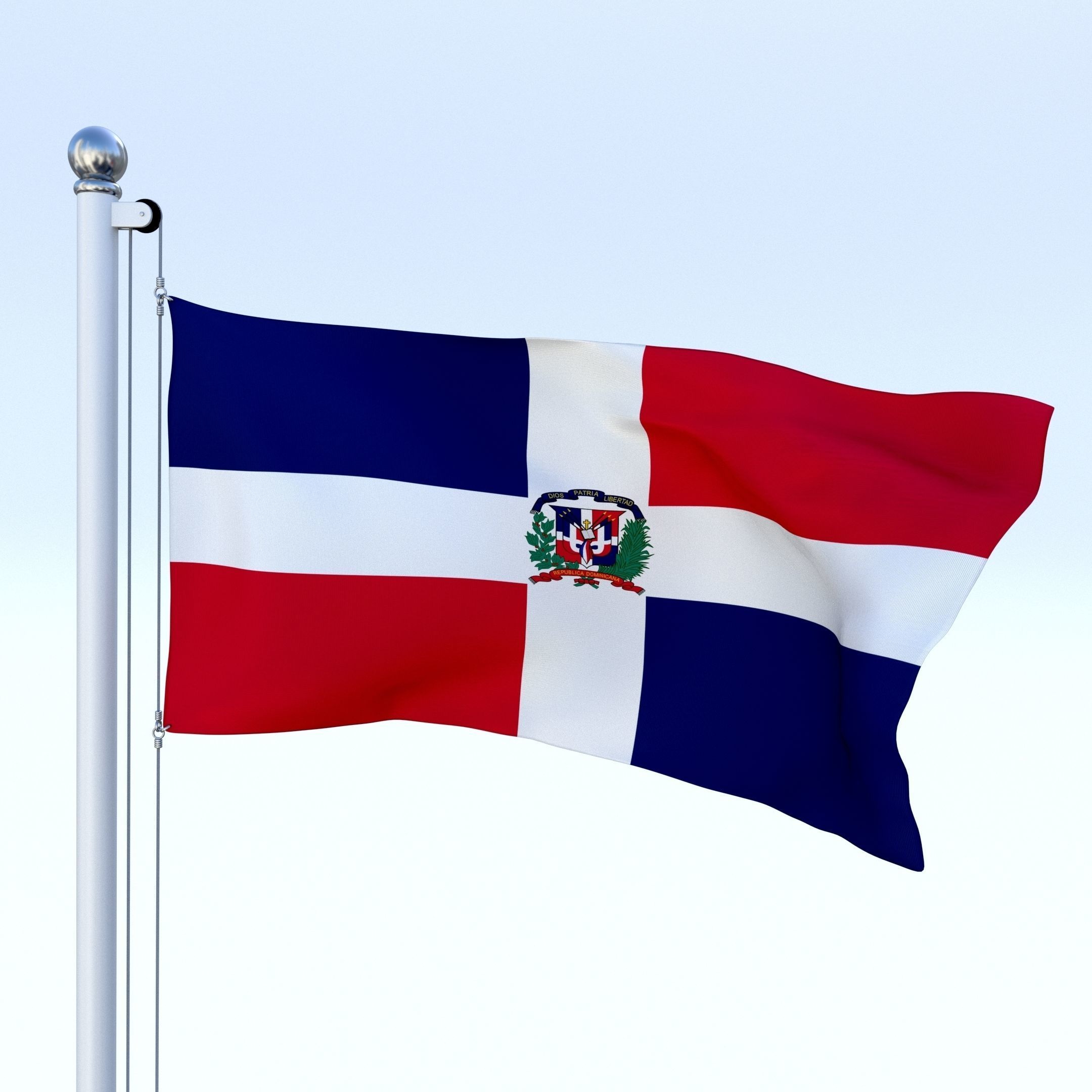 Animated Dominican Republic Flag Low-poly 3D model_6