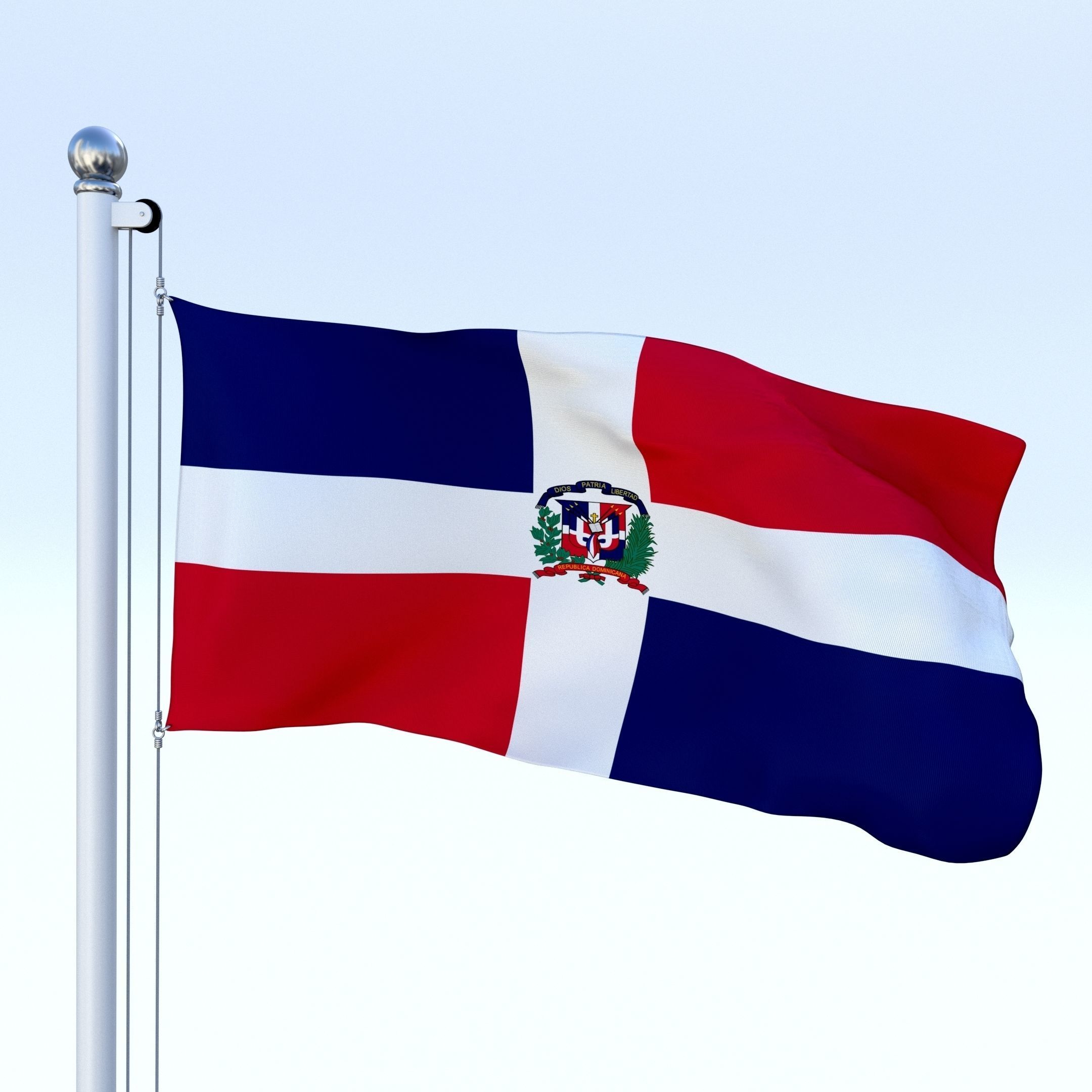 Animated Dominican Republic Flag Low-poly 3D model_12