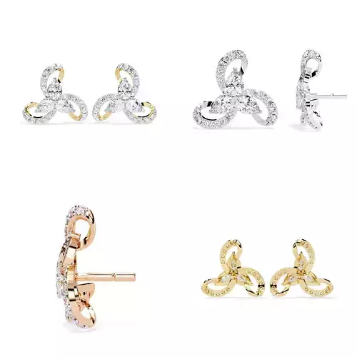 Trinity Loop Diamond Stud Earrings