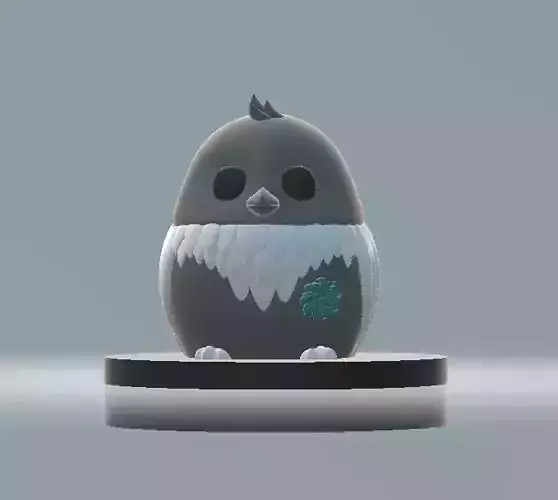 Chibi Frost-Feather Owl Cute 3D Character Model