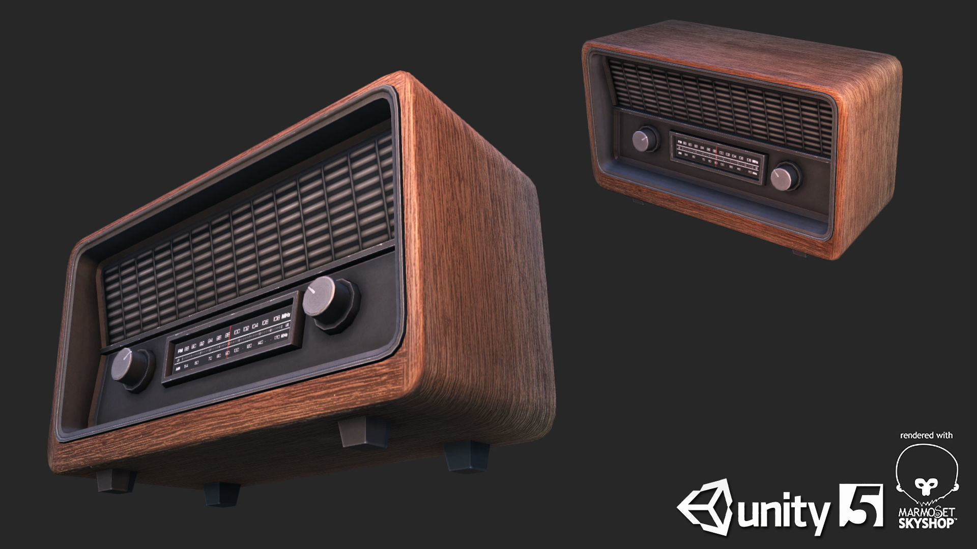 Retro Radio Low-poly 3D model_2