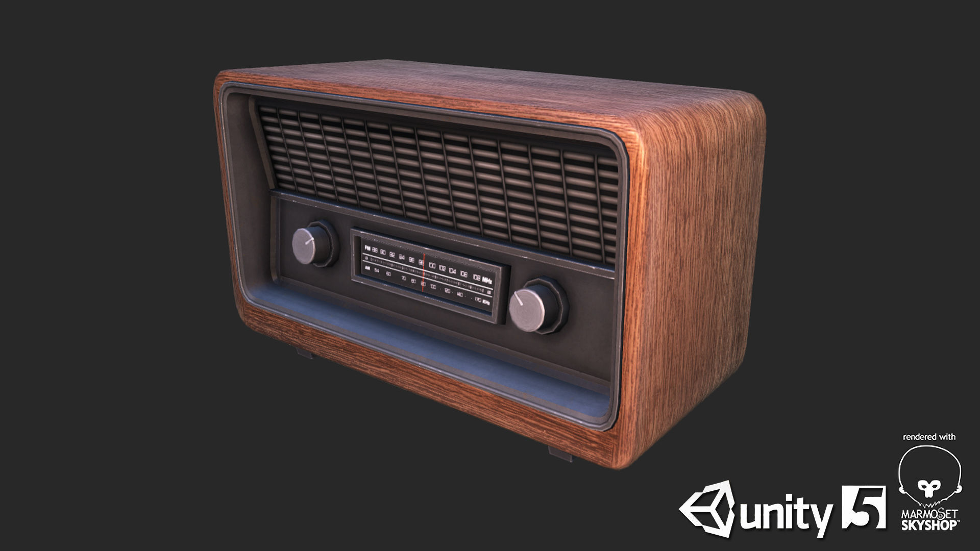 Retro Radio Low-poly 3D model_1