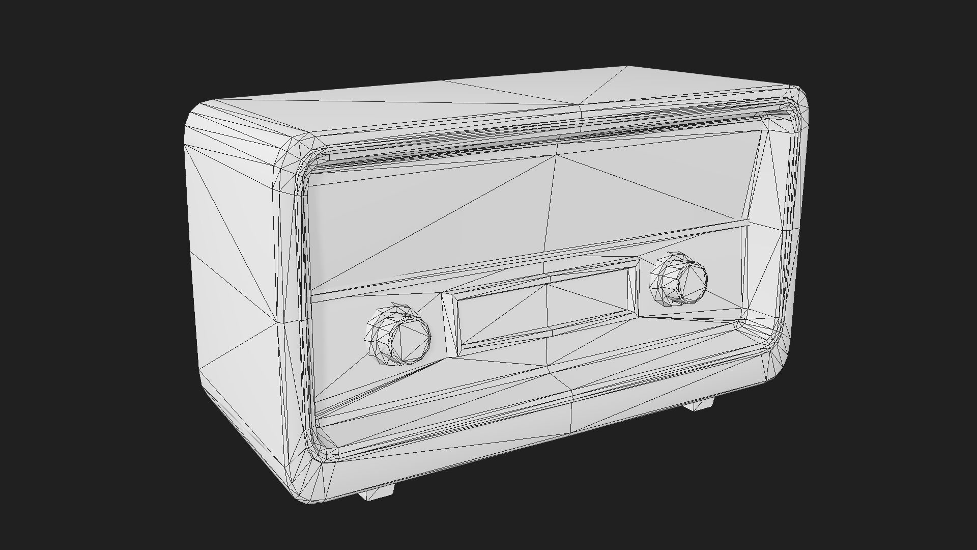 Retro Radio Low-poly 3D model_3