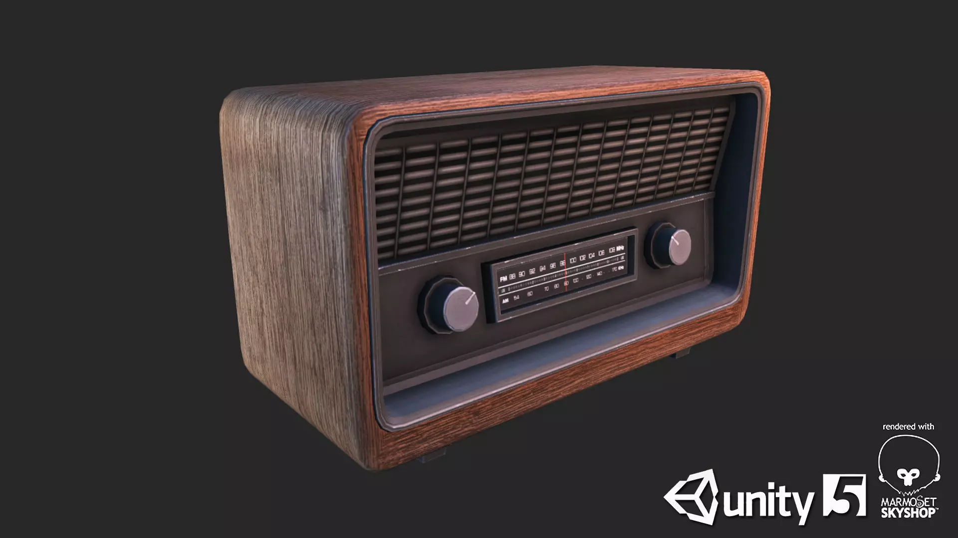 Retro Radio Low-poly 3D model_0